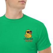 Ricamo Personalizzato - T-Shirt Unisex Ricamata 100% Cotone – Confortevole – Design Che Anatra-Biiply
