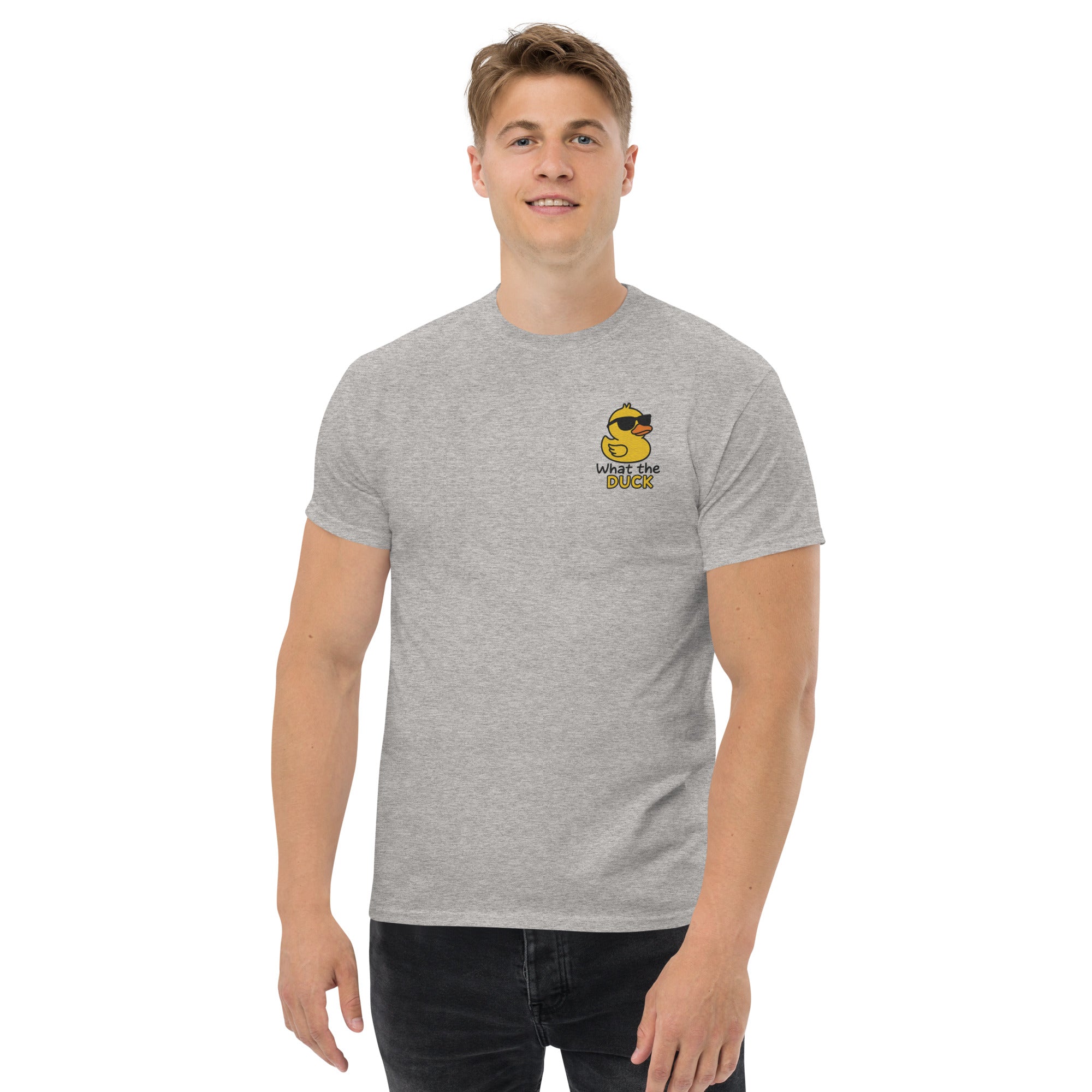 Ricamo Personalizzato - T-Shirt Unisex Ricamata 100% Cotone – Confortevole – Design Che Anatra-Biiply