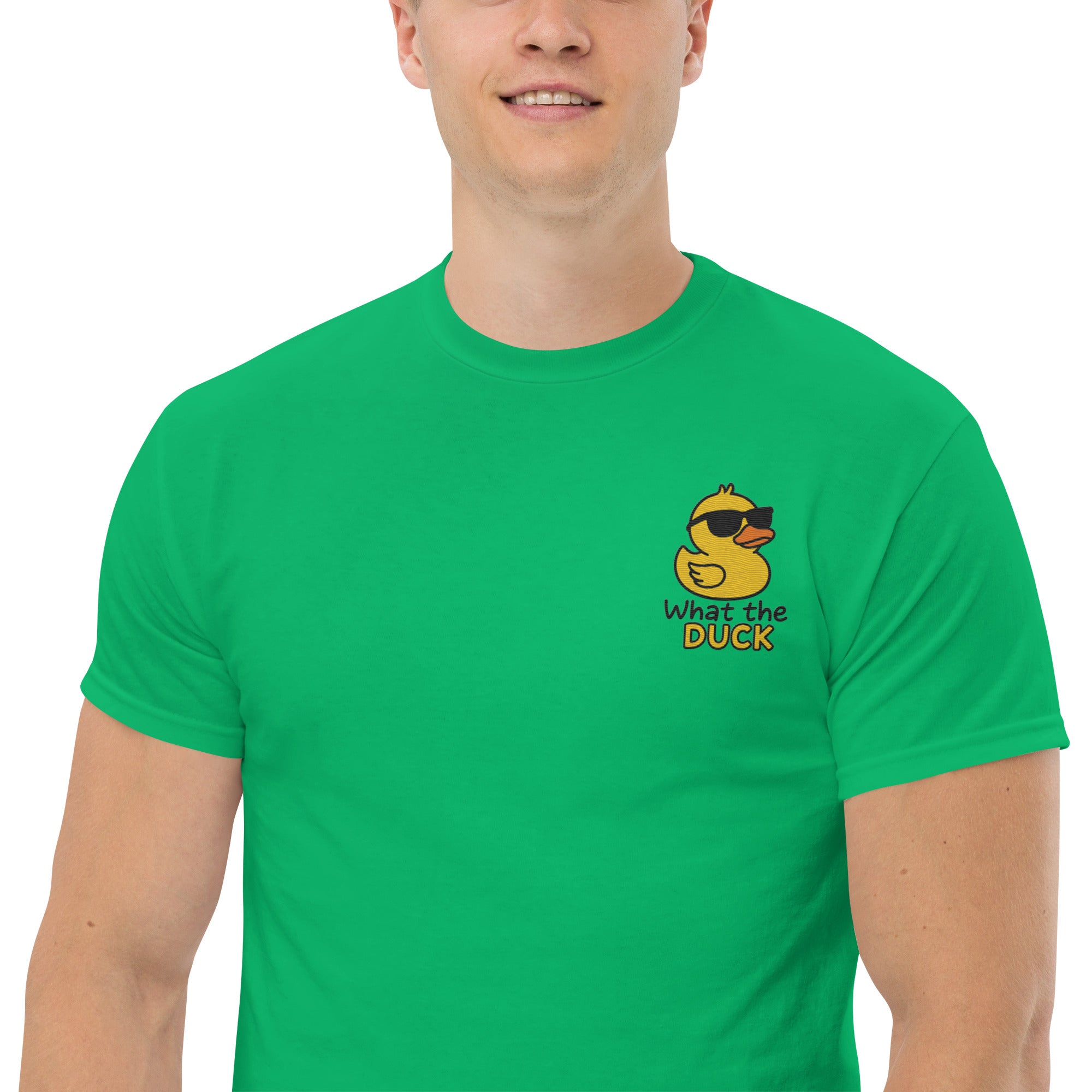 Ricamo Personalizzato - T-Shirt Unisex Ricamata 100% Cotone – Confortevole – Design Che Anatra-Biiply