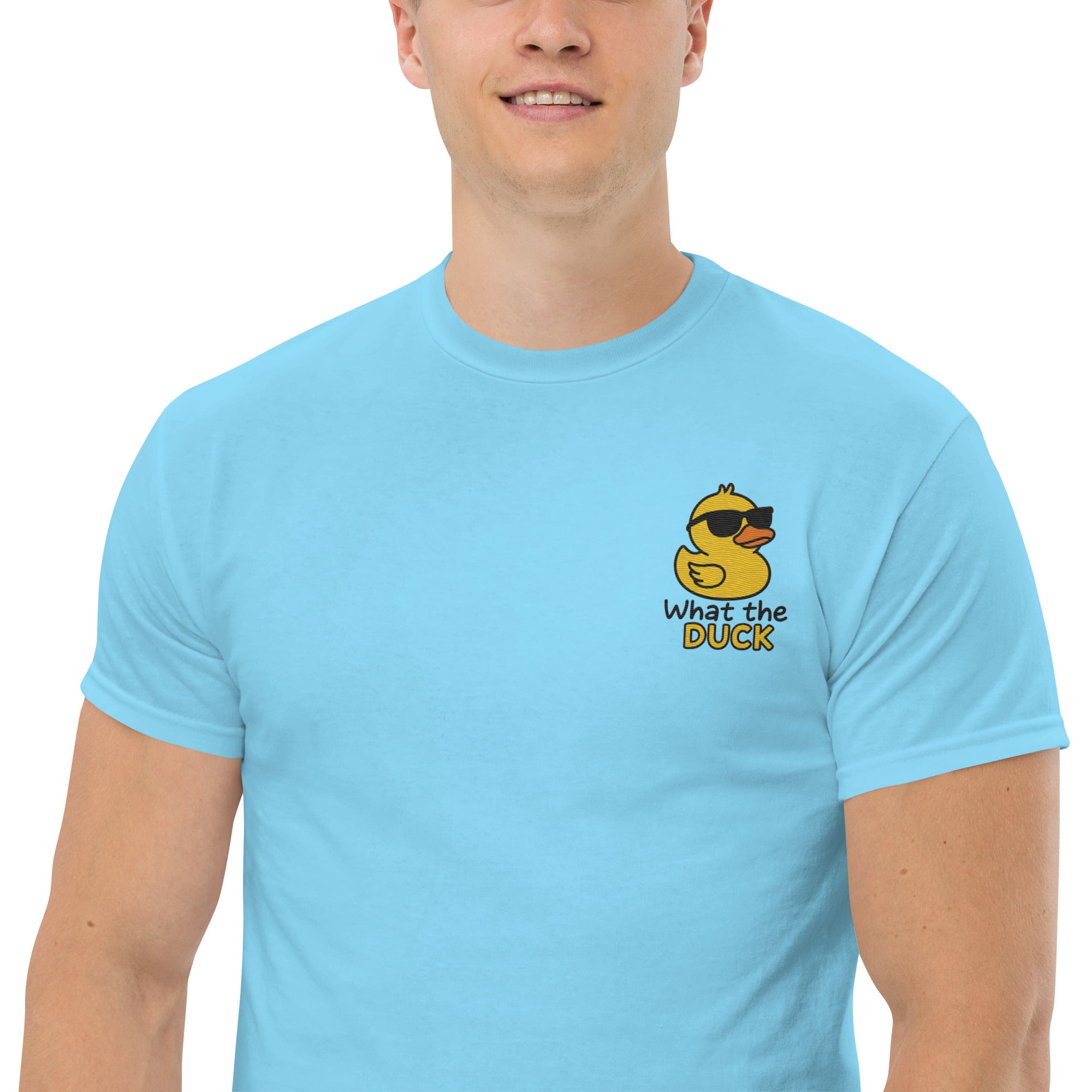 Ricamo Personalizzato - T-Shirt Unisex Ricamata 100% Cotone – Confortevole – Design Che Anatra-Biiply