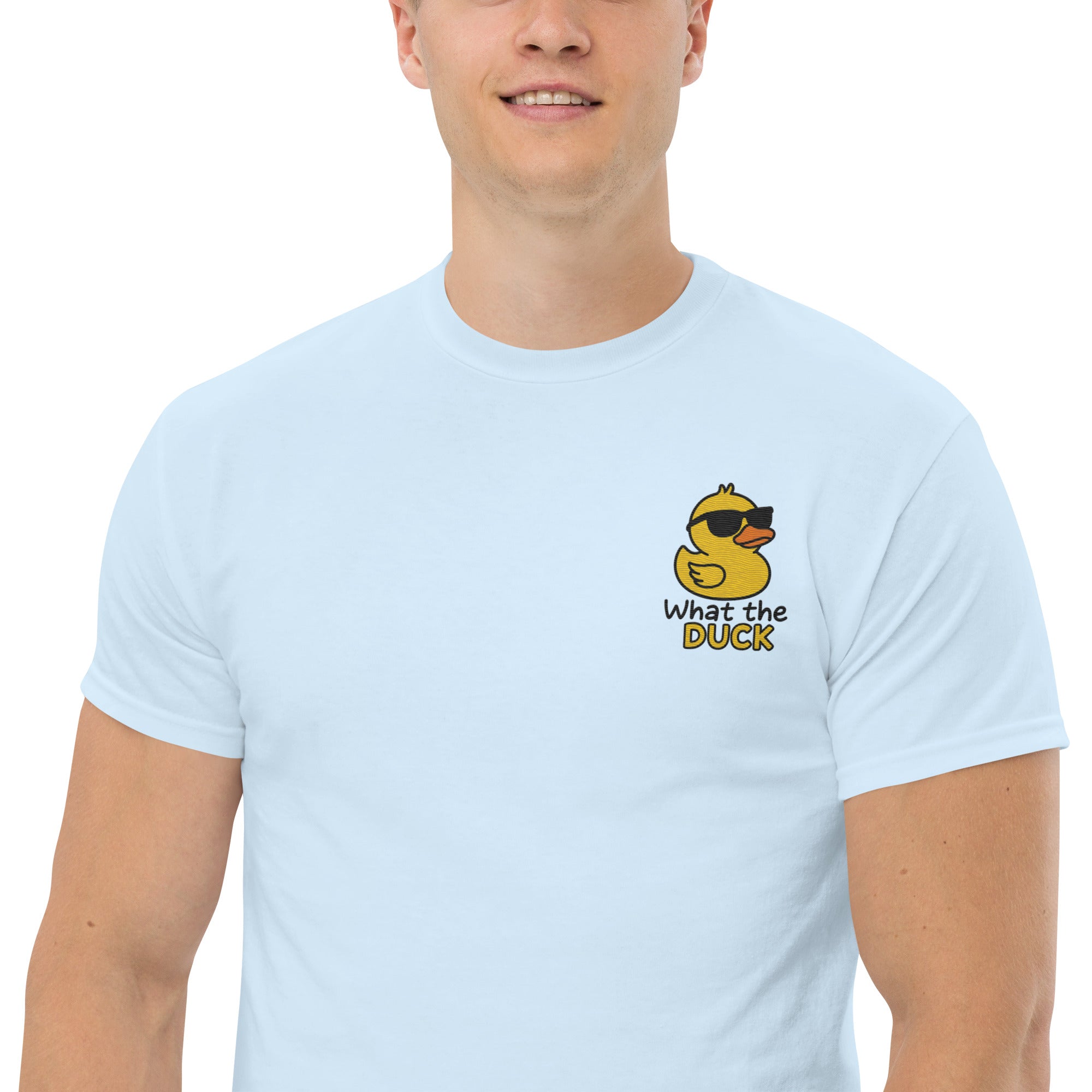 Ricamo Personalizzato - T-Shirt Unisex Ricamata 100% Cotone – Confortevole – Design Che Anatra-Biiply