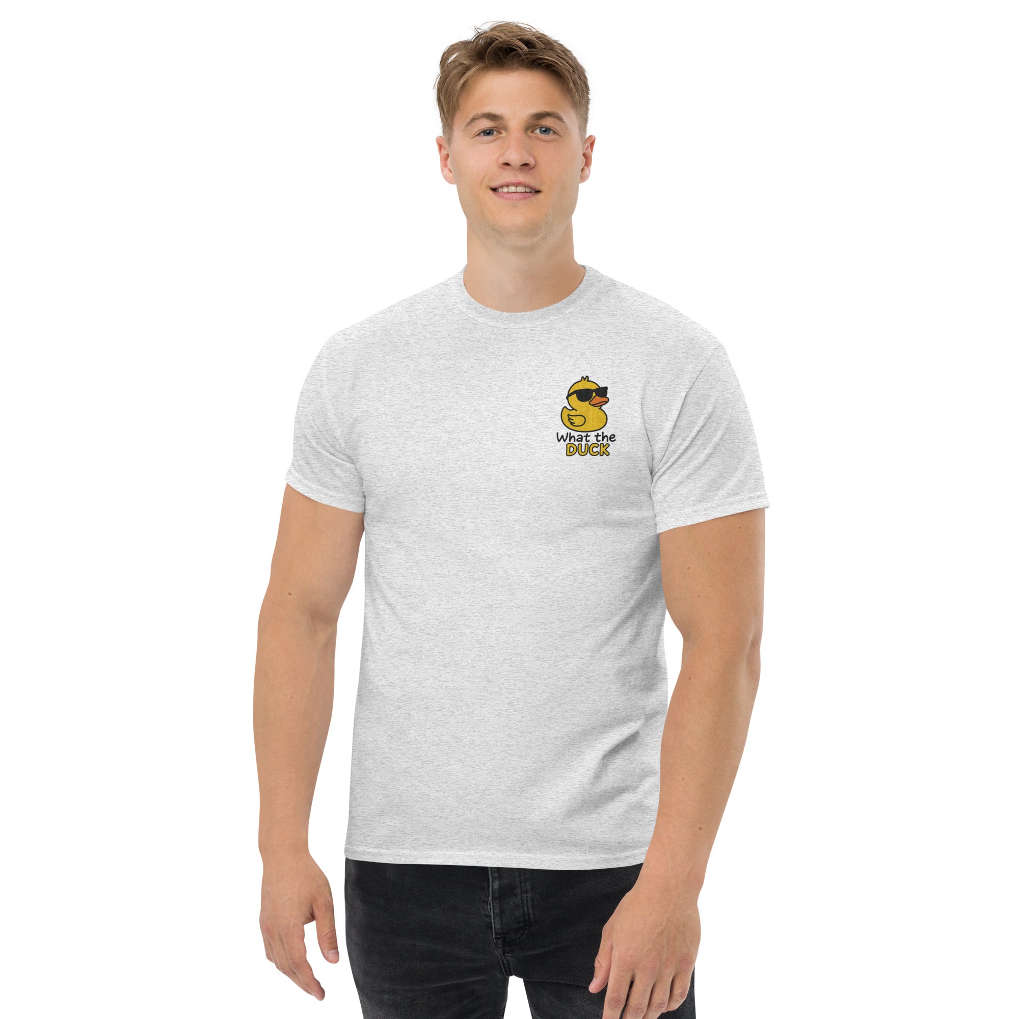 Ricamo Personalizzato - T-Shirt Unisex Ricamata 100% Cotone – Confortevole – Design Che Anatra-Biiply