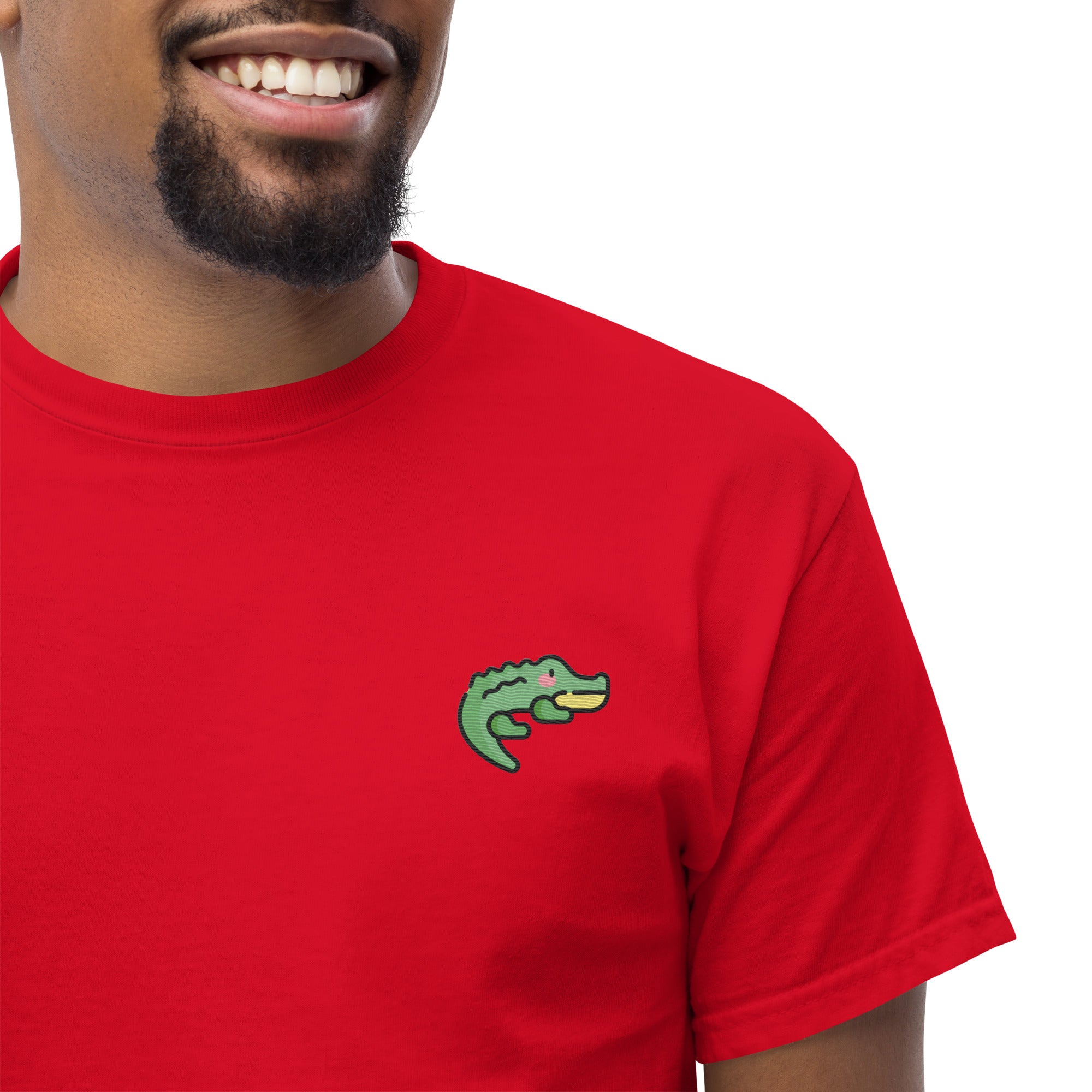 Ricamo Personalizzato - T-Shirt Unisex Ricamata 100% Cotone – Confortevole – Design Coccodrillo-Biiply
