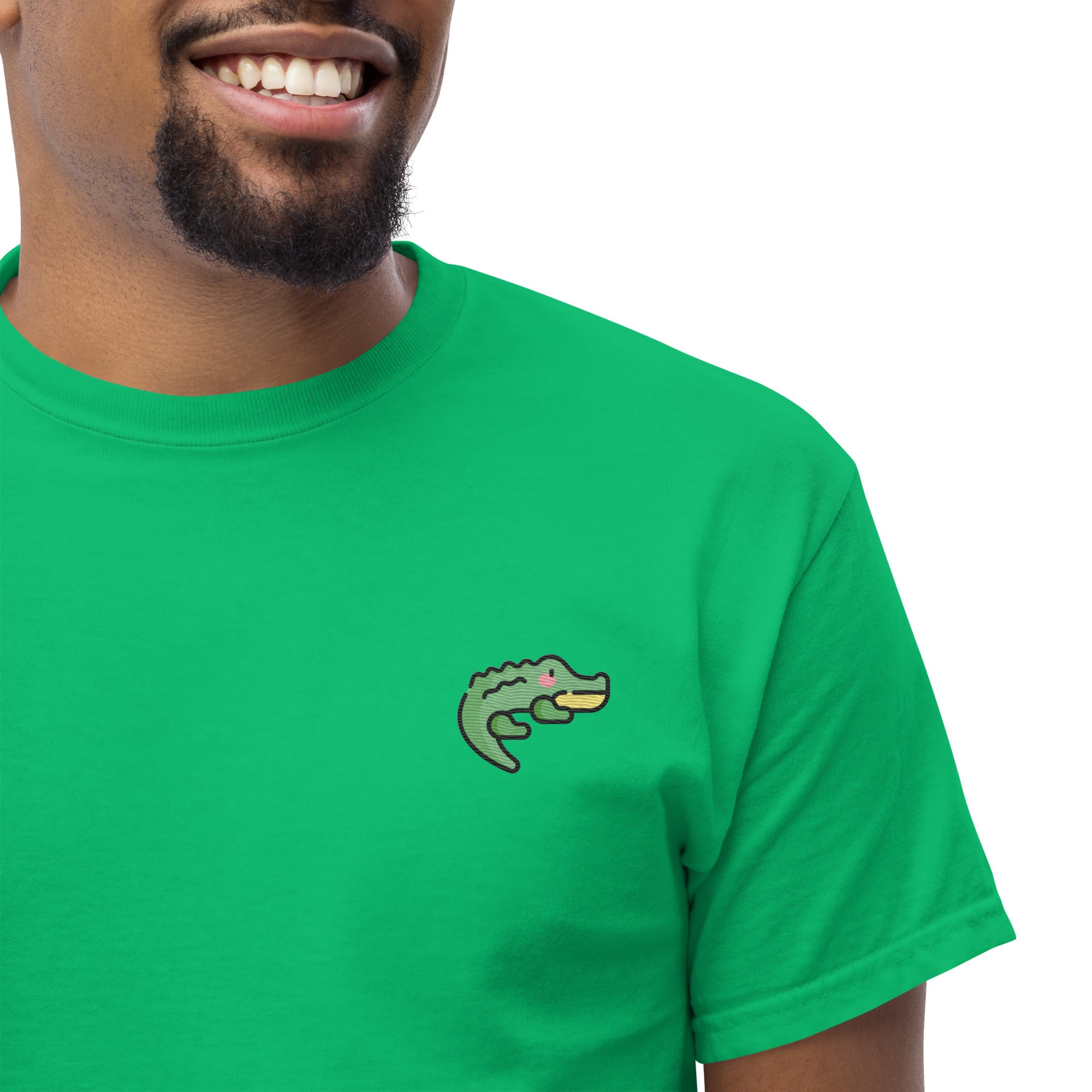 Ricamo Personalizzato - T-Shirt Unisex Ricamata 100% Cotone – Confortevole – Design Coccodrillo-Biiply