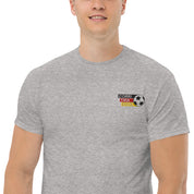 Ricamo Personalizzato - T-Shirt Unisex Ricamata 100% Cotone – Confortevole – Design Corri Tira Goal Pallone-Biiply
