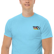 Ricamo Personalizzato - T-Shirt Unisex Ricamata 100% Cotone – Confortevole – Design Corri Tira Goal Pallone-Biiply