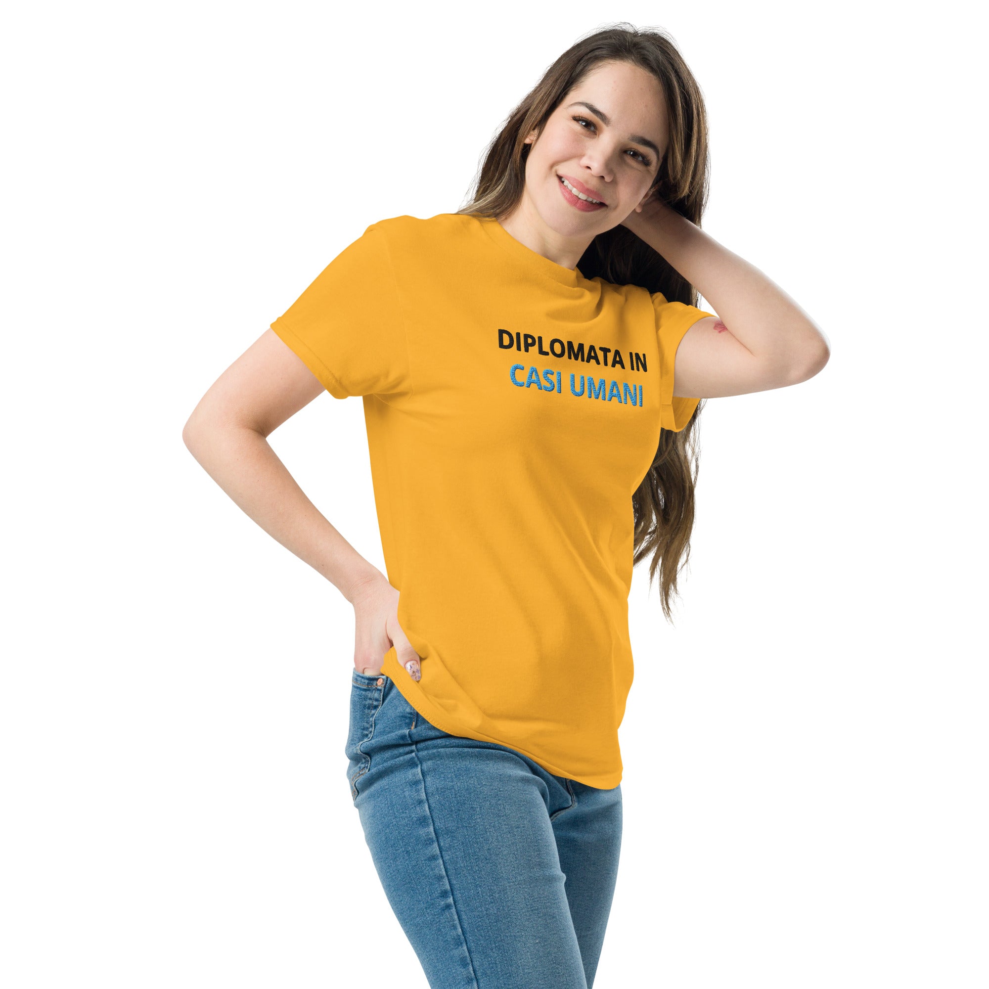 Ricamo Personalizzato - T-Shirt Unisex Ricamata 100% Cotone – Confortevole – Design Diplomata in casi umani-Biiply