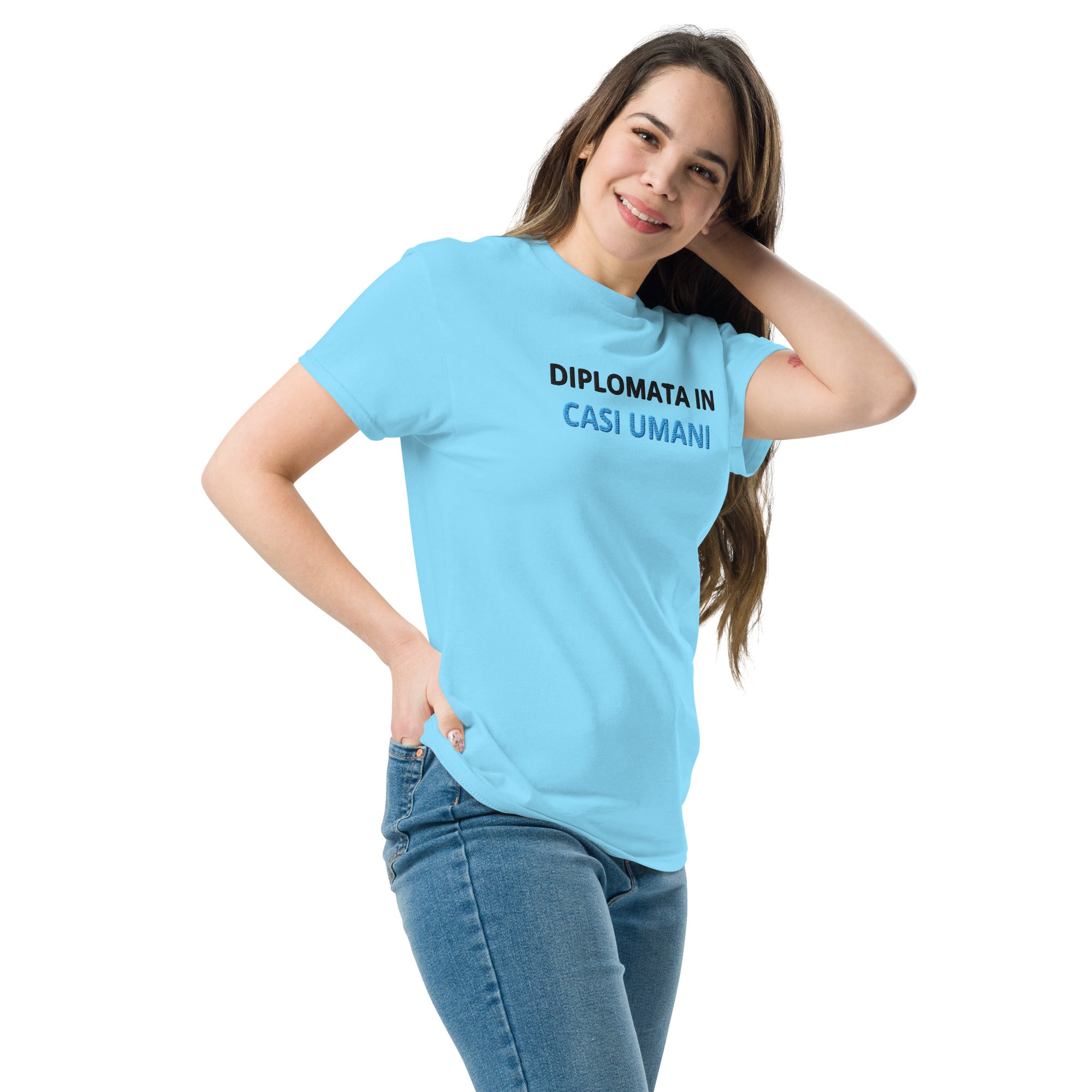 Ricamo Personalizzato - T-Shirt Unisex Ricamata 100% Cotone – Confortevole – Design Diplomata in casi umani-Biiply