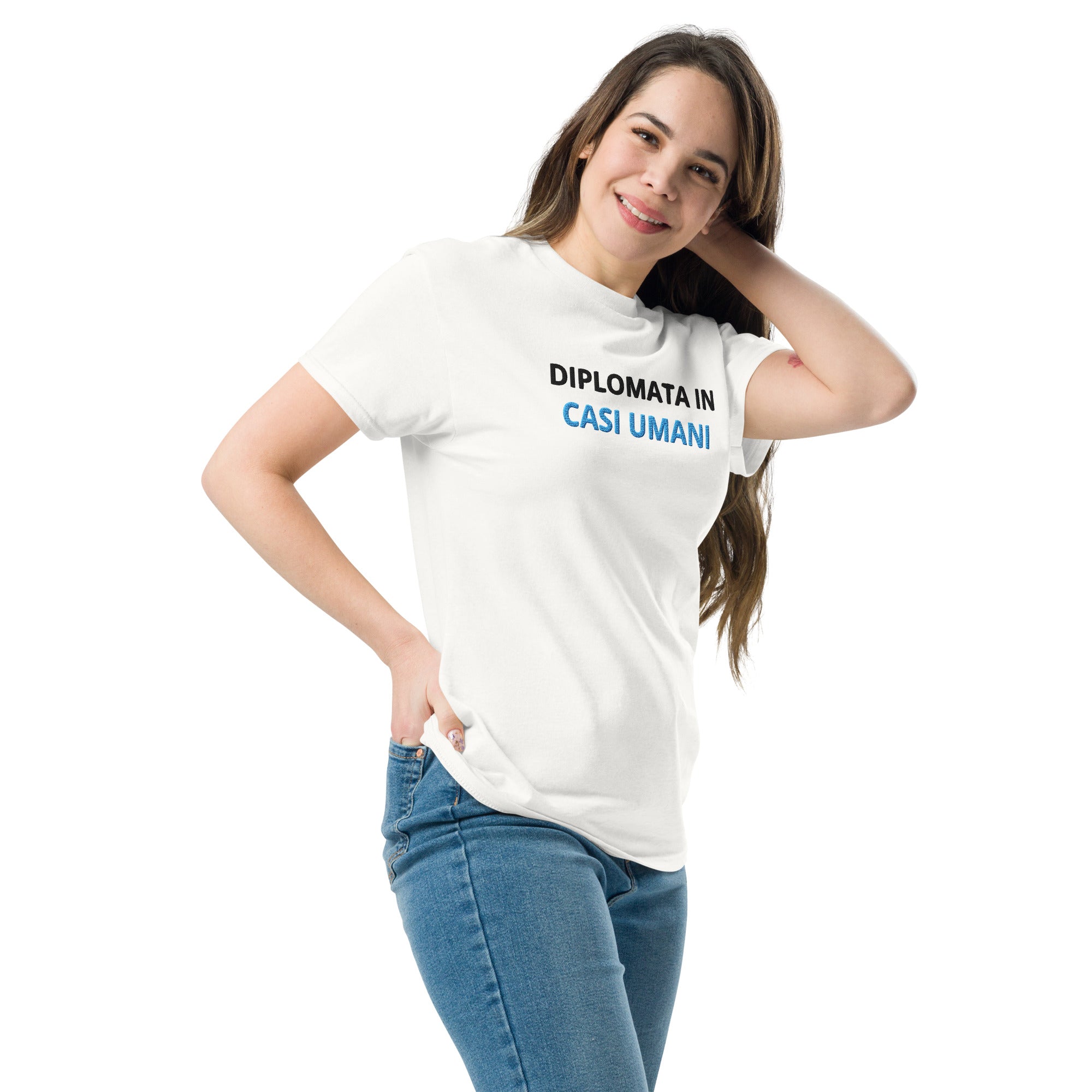 Ricamo Personalizzato - T-Shirt Unisex Ricamata 100% Cotone – Confortevole – Design Diplomata in casi umani-Biiply