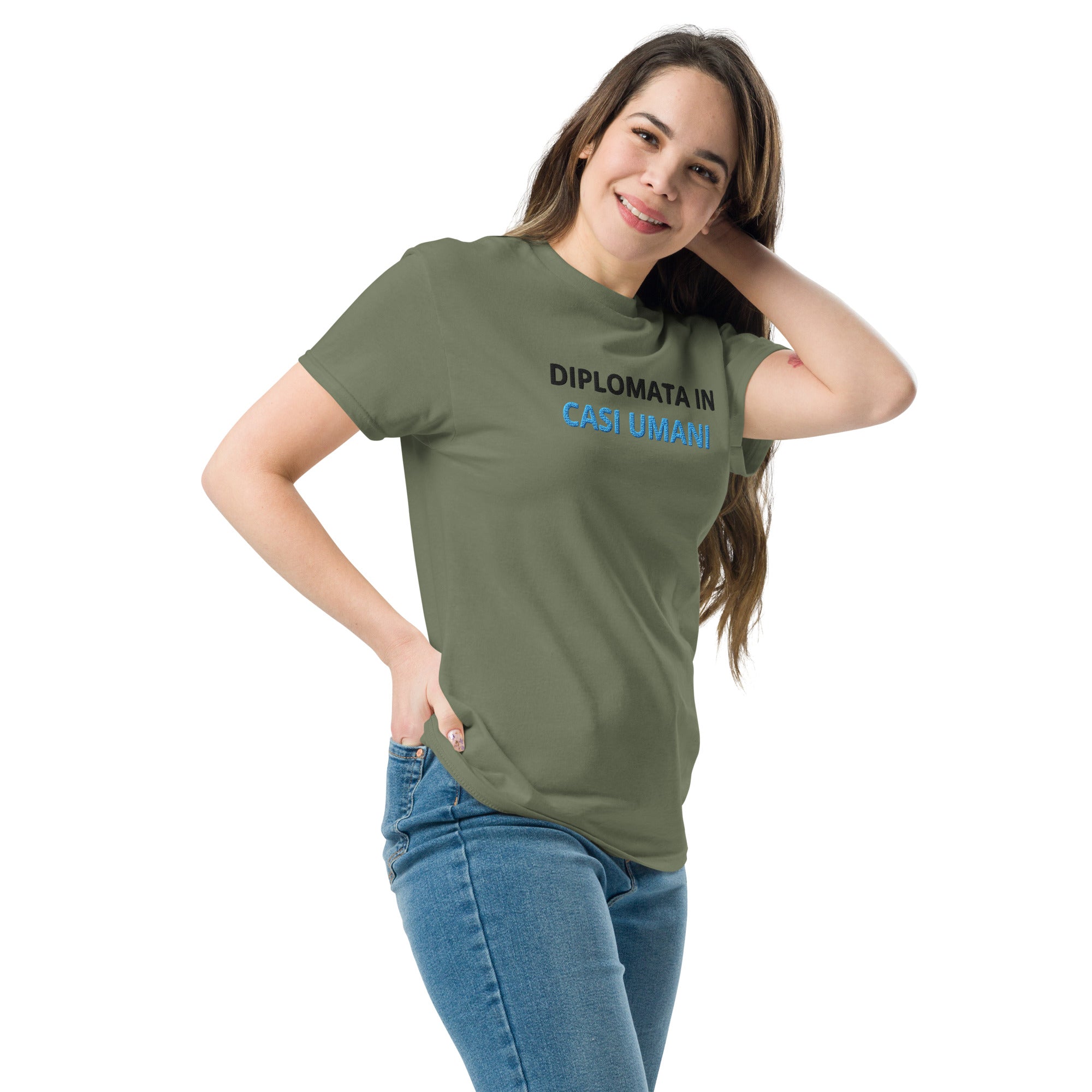 Ricamo Personalizzato - T-Shirt Unisex Ricamata 100% Cotone – Confortevole – Design Diplomata in casi umani-Biiply