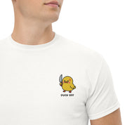 Ricamo Personalizzato - T-Shirt Unisex Ricamata 100% Cotone – Confortevole – Design Duck Off-Biiply