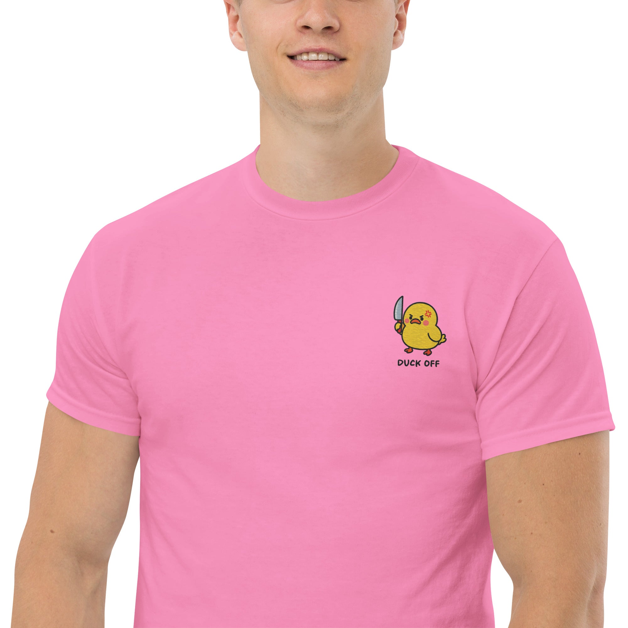 Ricamo Personalizzato - T-Shirt Unisex Ricamata 100% Cotone – Confortevole – Design Duck Off-Biiply
