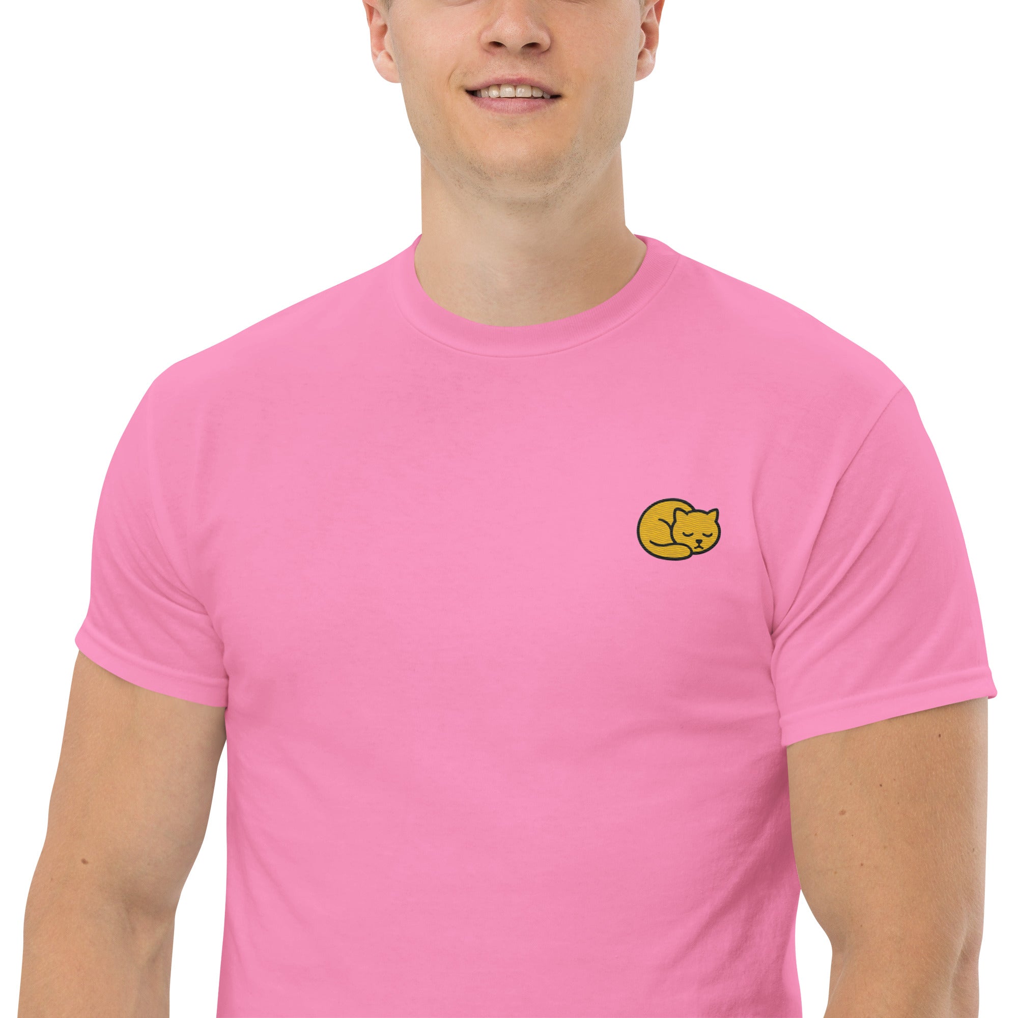 Ricamo Personalizzato - T-Shirt Unisex Ricamata 100% Cotone – Confortevole – Design Gattino-Biiply