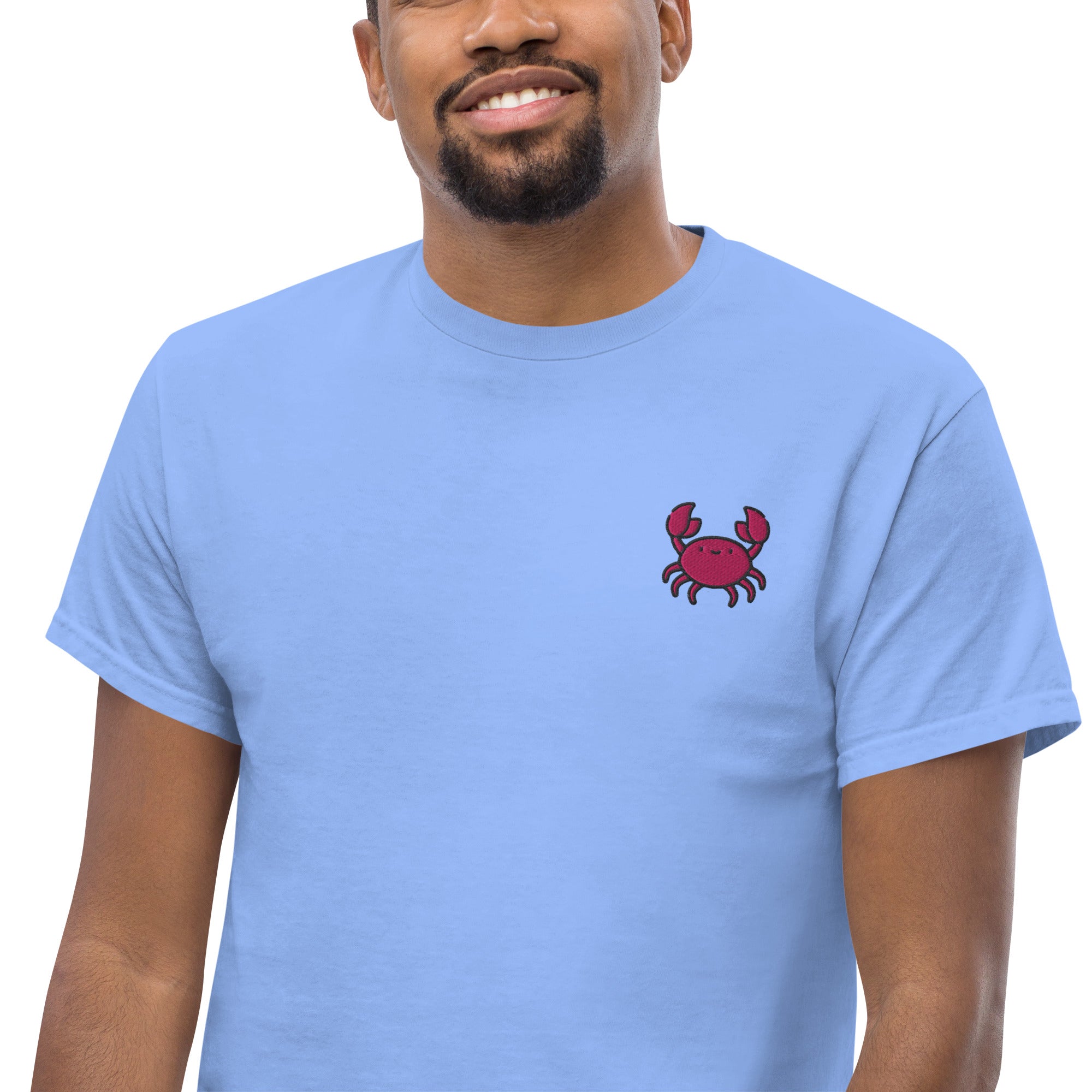 Ricamo Personalizzato - T-Shirt Unisex Ricamata 100% Cotone – Confortevole – Design Granchio-Biiply