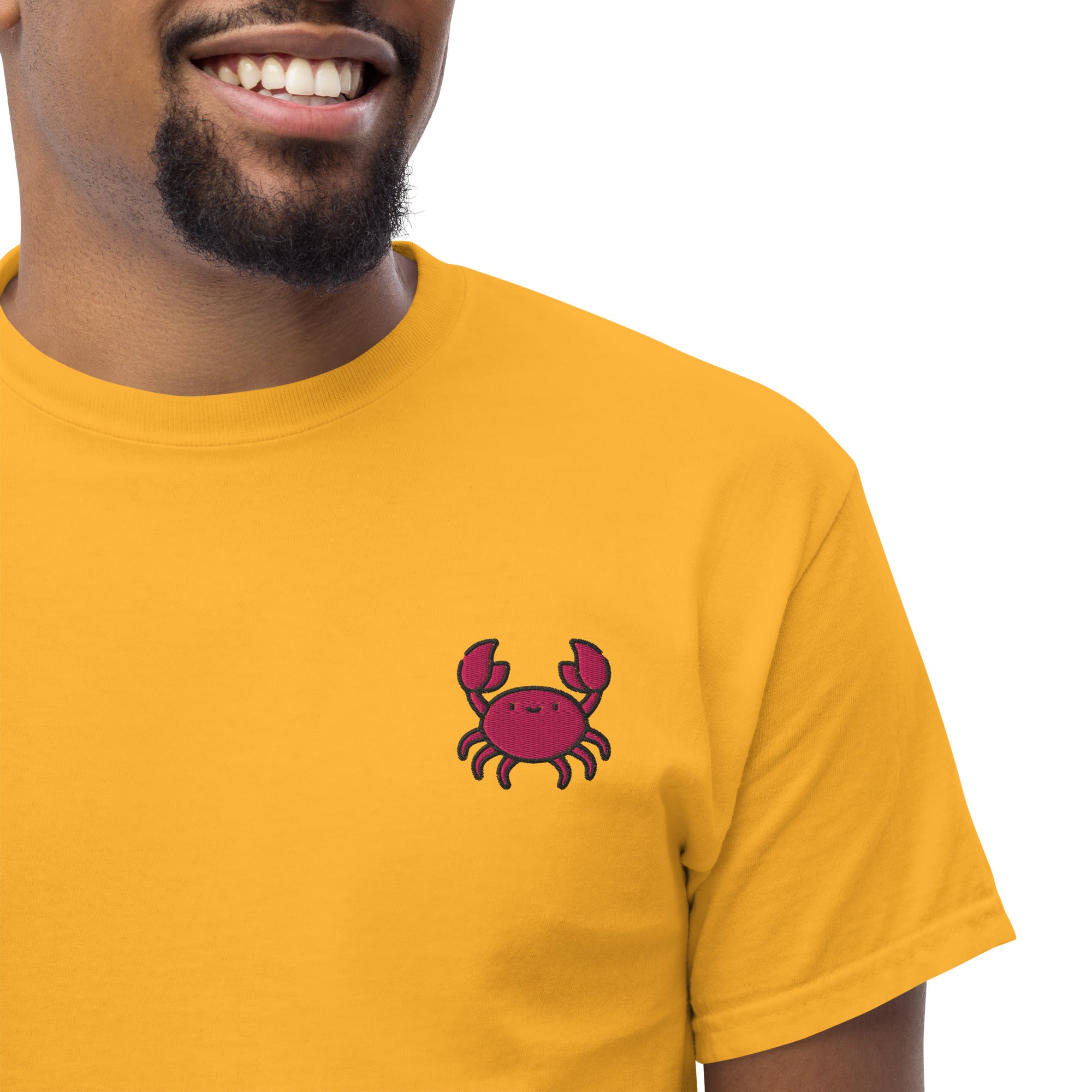 Ricamo Personalizzato - T-Shirt Unisex Ricamata 100% Cotone – Confortevole – Design Granchio-Biiply