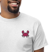 Ricamo Personalizzato - T-Shirt Unisex Ricamata 100% Cotone – Confortevole – Design Granchio-Biiply