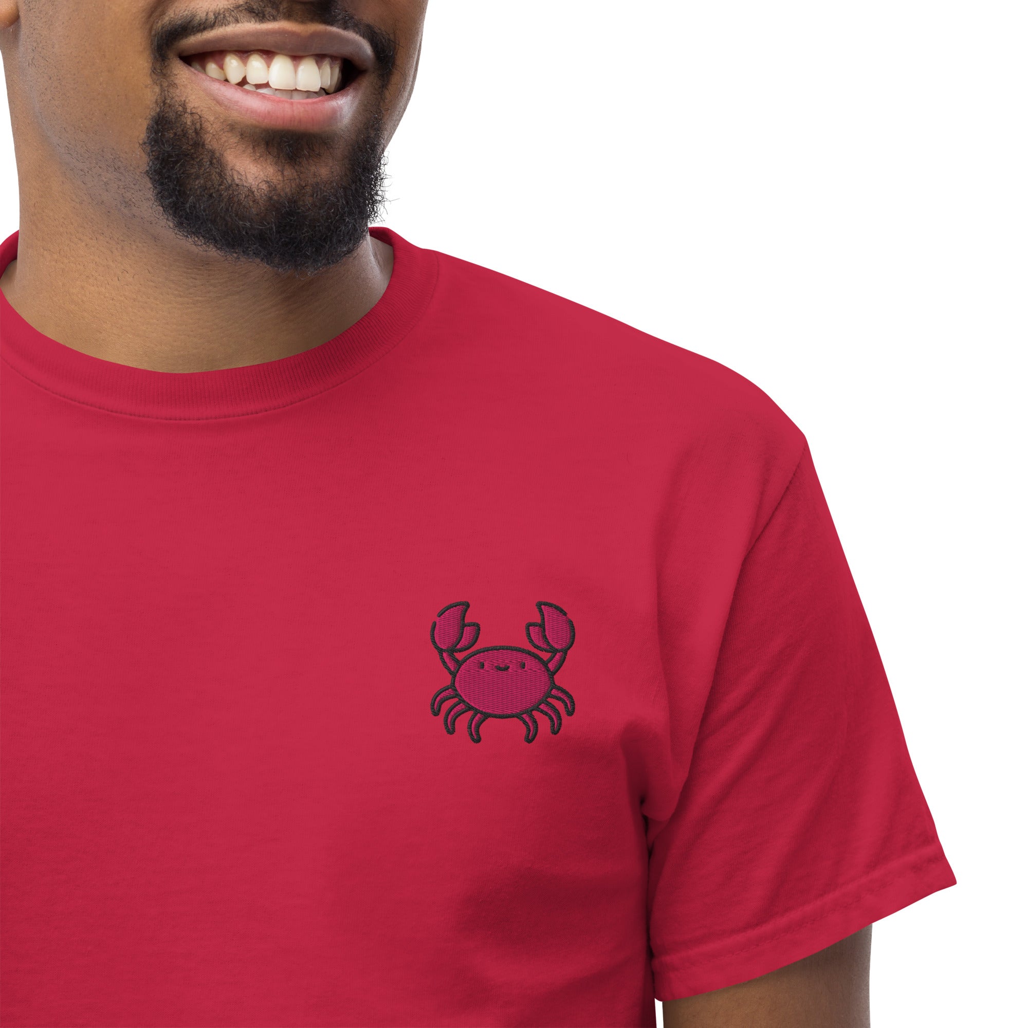 Ricamo Personalizzato - T-Shirt Unisex Ricamata 100% Cotone – Confortevole – Design Granchio-Biiply