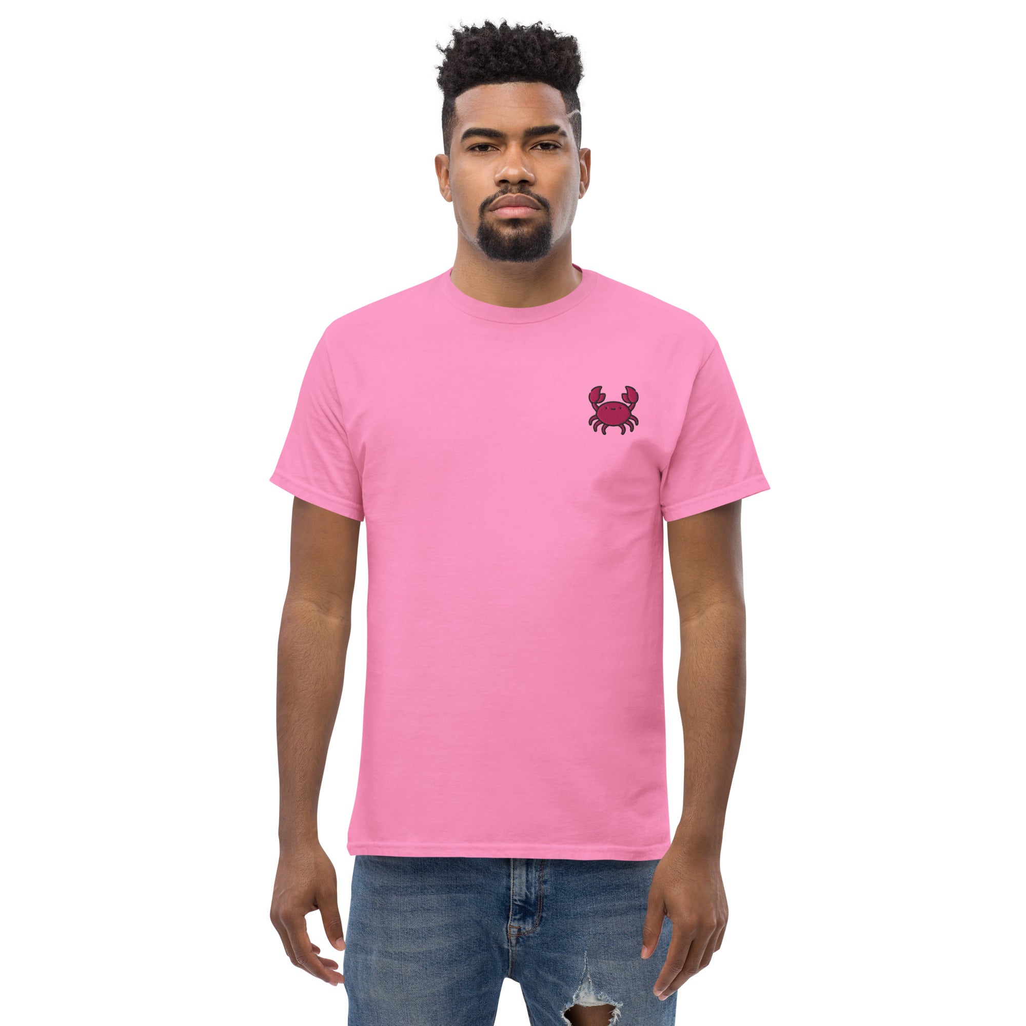Ricamo Personalizzato - T-Shirt Unisex Ricamata 100% Cotone – Confortevole – Design Granchio-Biiply