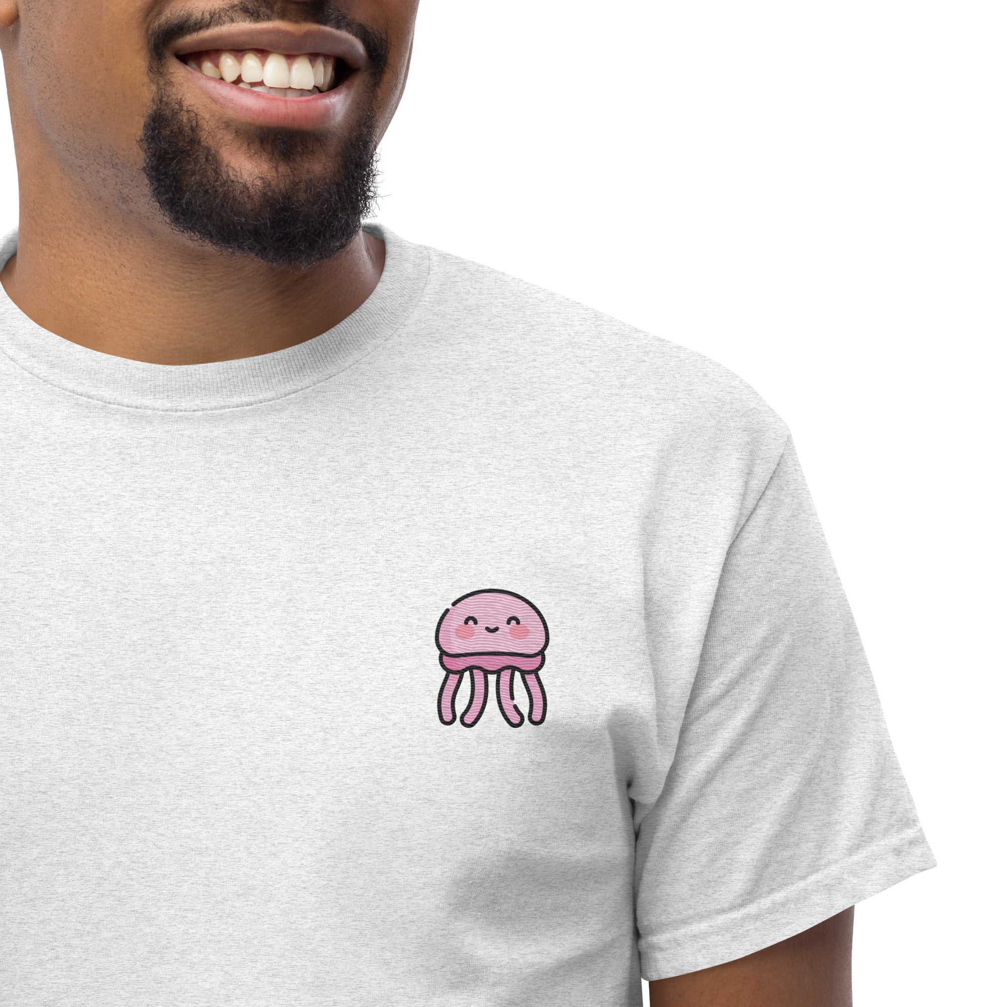 Ricamo Personalizzato - T-Shirt Unisex Ricamata 100% Cotone – Confortevole – Design Medusa Felice-Biiply