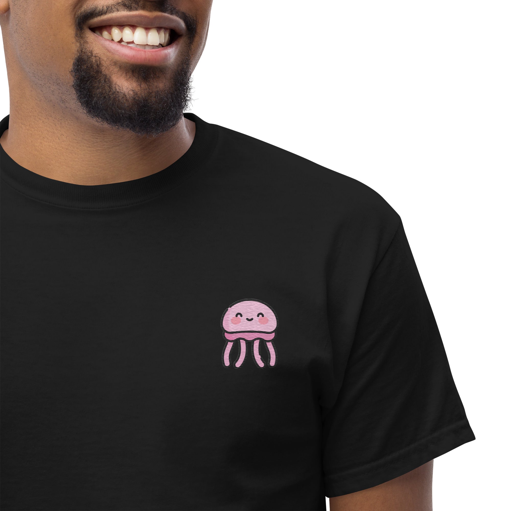 Ricamo Personalizzato - T-Shirt Unisex Ricamata 100% Cotone – Confortevole – Design Medusa Felice-Biiply