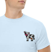 Ricamo Personalizzato - T-Shirt Unisex Ricamata 100% Cotone – Confortevole – Design Mucca-Biiply