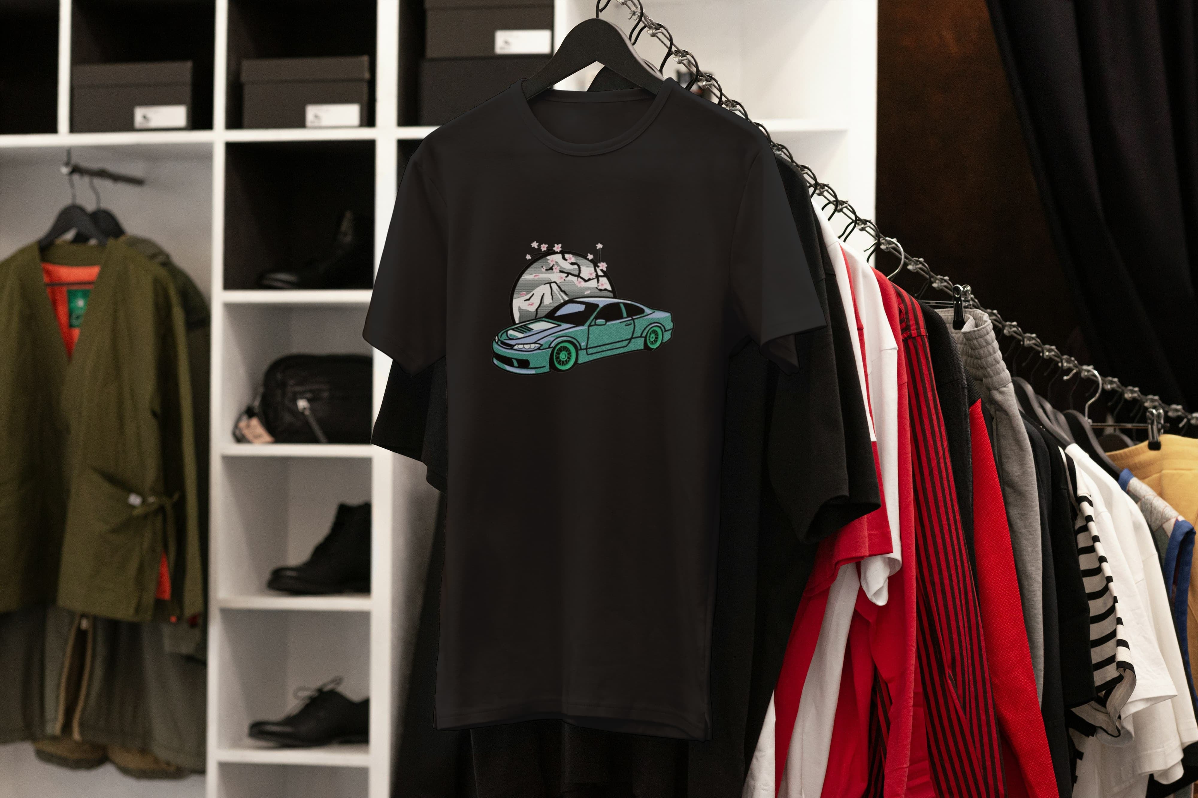 Ricamo Personalizzato - T-Shirt Unisex Ricamata 100% Cotone – Confortevole – Design Nissan Silvia-Biiply