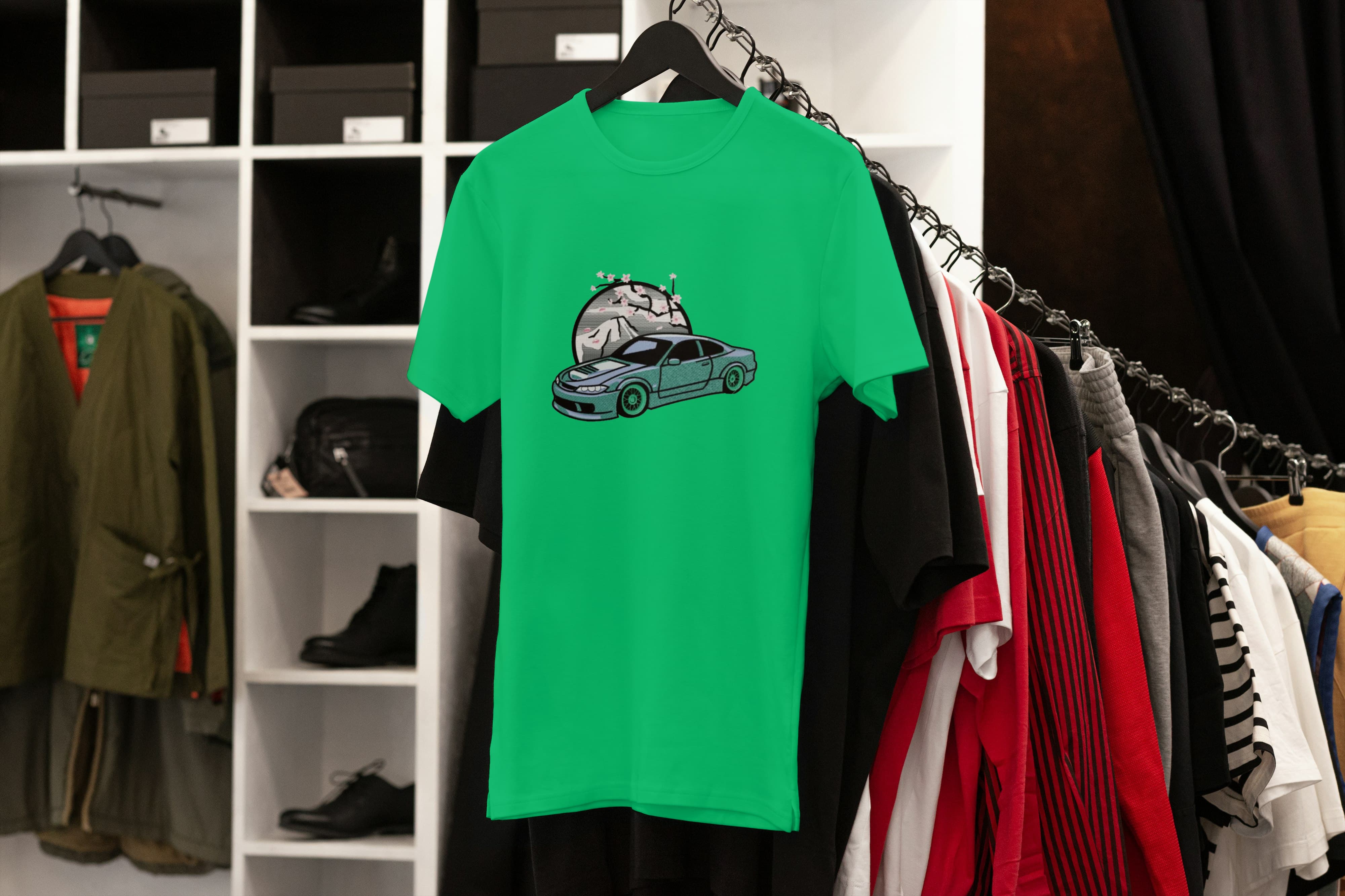 Ricamo Personalizzato - T-Shirt Unisex Ricamata 100% Cotone – Confortevole – Design Nissan Silvia-Biiply