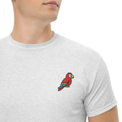Ricamo Personalizzato - T-Shirt Unisex Ricamata 100% Cotone – Confortevole – Design Pappagallo-Biiply