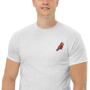 Ricamo Personalizzato - T-Shirt Unisex Ricamata 100% Cotone – Confortevole – Design Pappagallo-Biiply