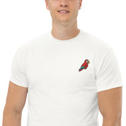 Ricamo Personalizzato - T-Shirt Unisex Ricamata 100% Cotone – Confortevole – Design Pappagallo-Biiply