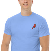 Ricamo Personalizzato - T-Shirt Unisex Ricamata 100% Cotone – Confortevole – Design Pappagallo-Biiply