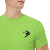 Ricamo Personalizzato - T-Shirt Unisex Ricamata 100% Cotone – Confortevole – Design Rondine-Biiply