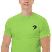 Ricamo Personalizzato - T-Shirt Unisex Ricamata 100% Cotone – Confortevole – Design Rondine-Biiply