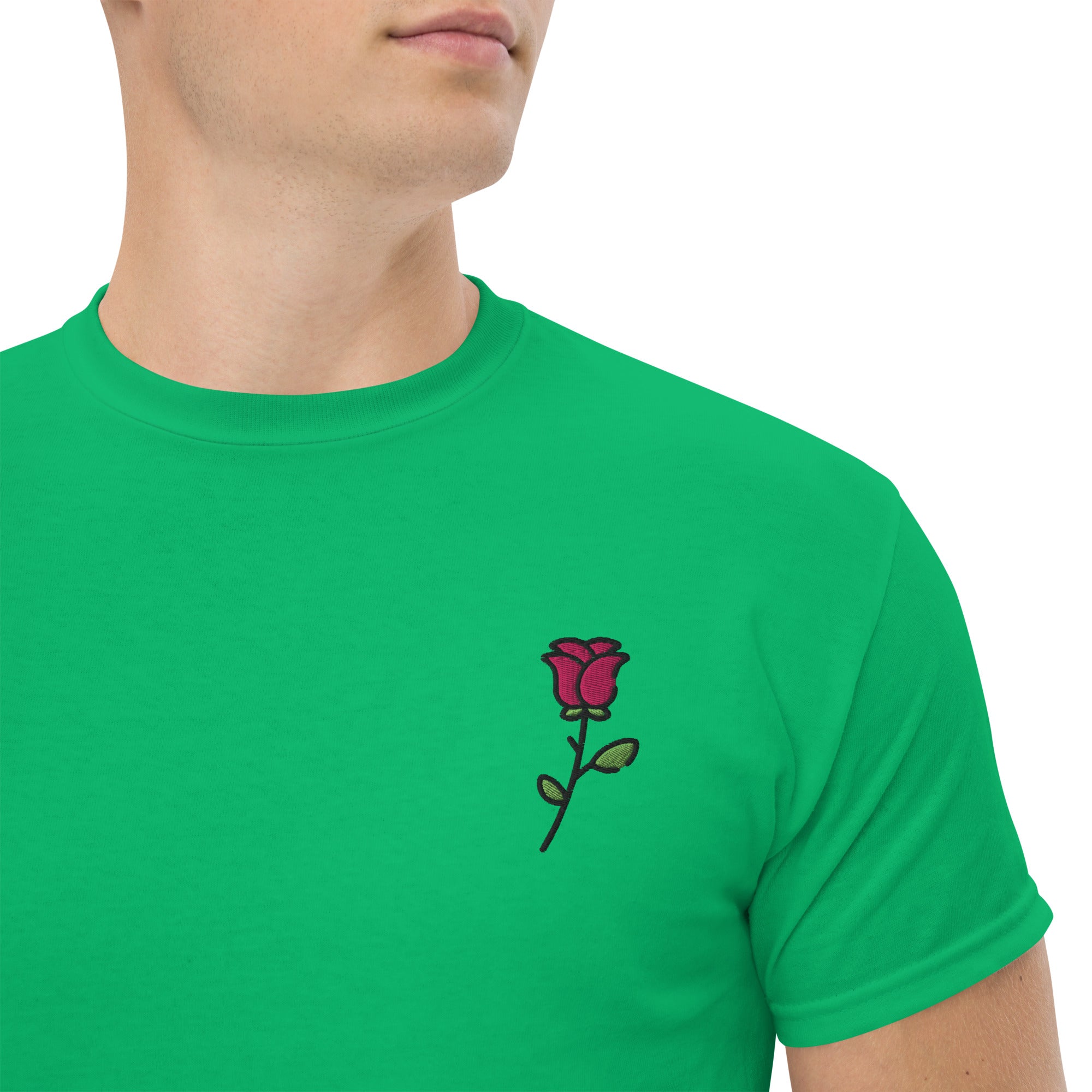 Ricamo Personalizzato - T-Shirt Unisex Ricamata 100% Cotone – Confortevole – Design Rosa-Biiply