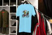 Ricamo Personalizzato - T-Shirt Unisex Ricamata 100% Cotone – Confortevole – Design Snoopy sulla bici-Biiply