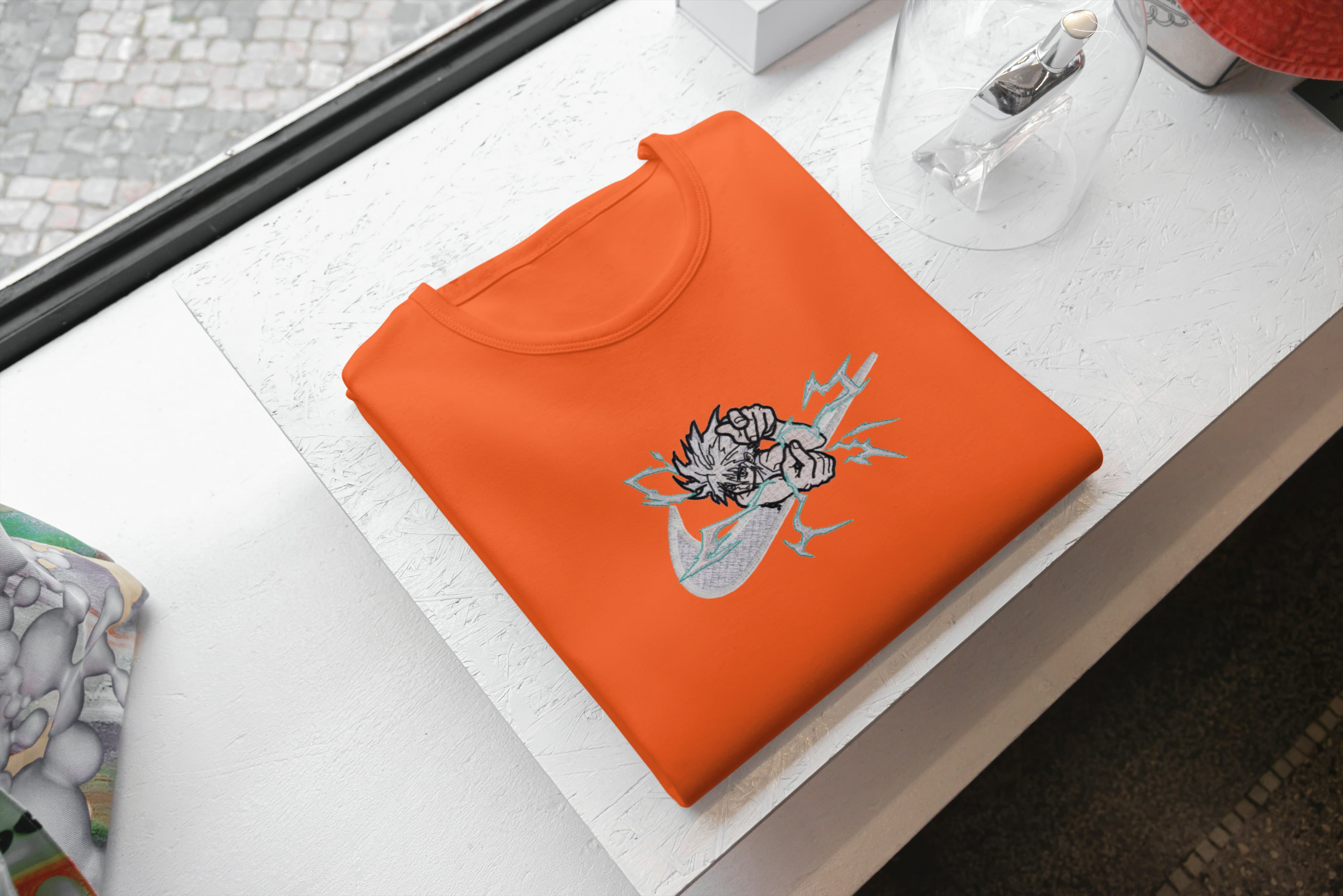 Ricamo Personalizzato - T-Shirt Unisex Ricamata 100% Cotone – Confortevole – Design Swoosh Killua-Biiply