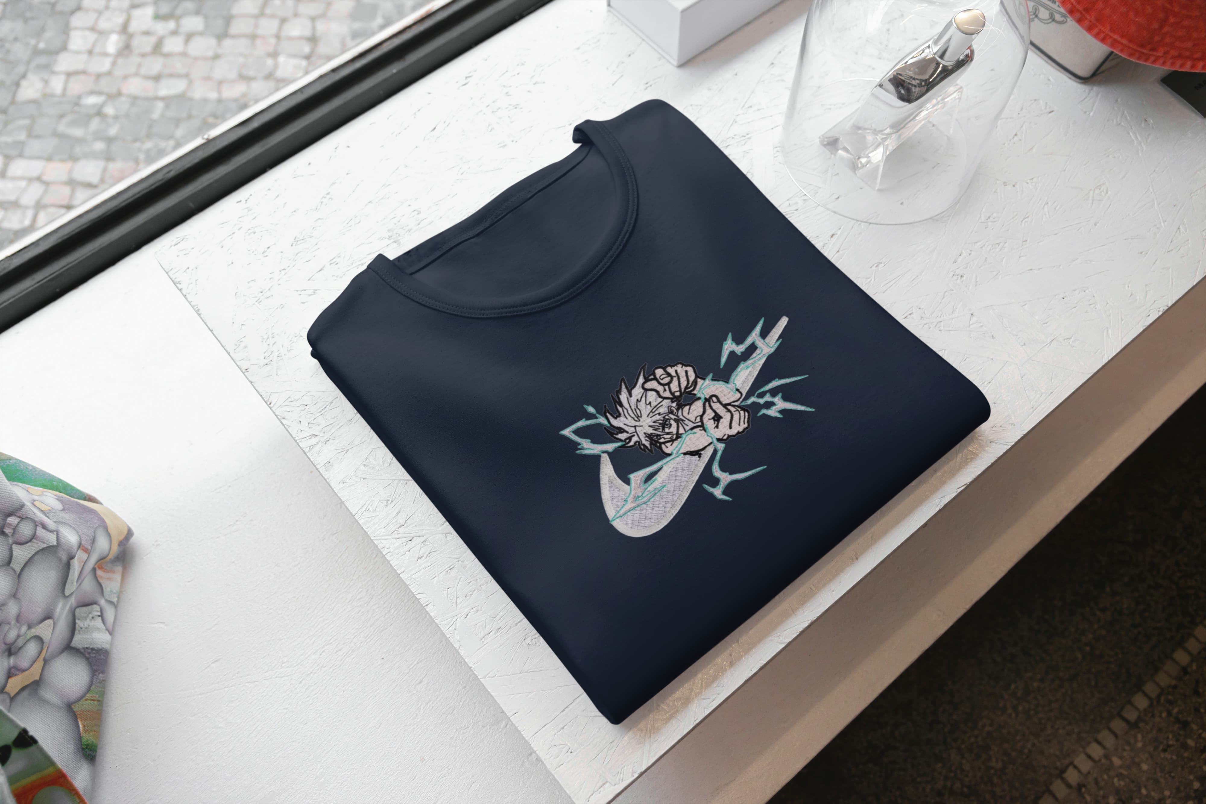 Ricamo Personalizzato - T-Shirt Unisex Ricamata 100% Cotone – Confortevole – Design Swoosh Killua-Biiply