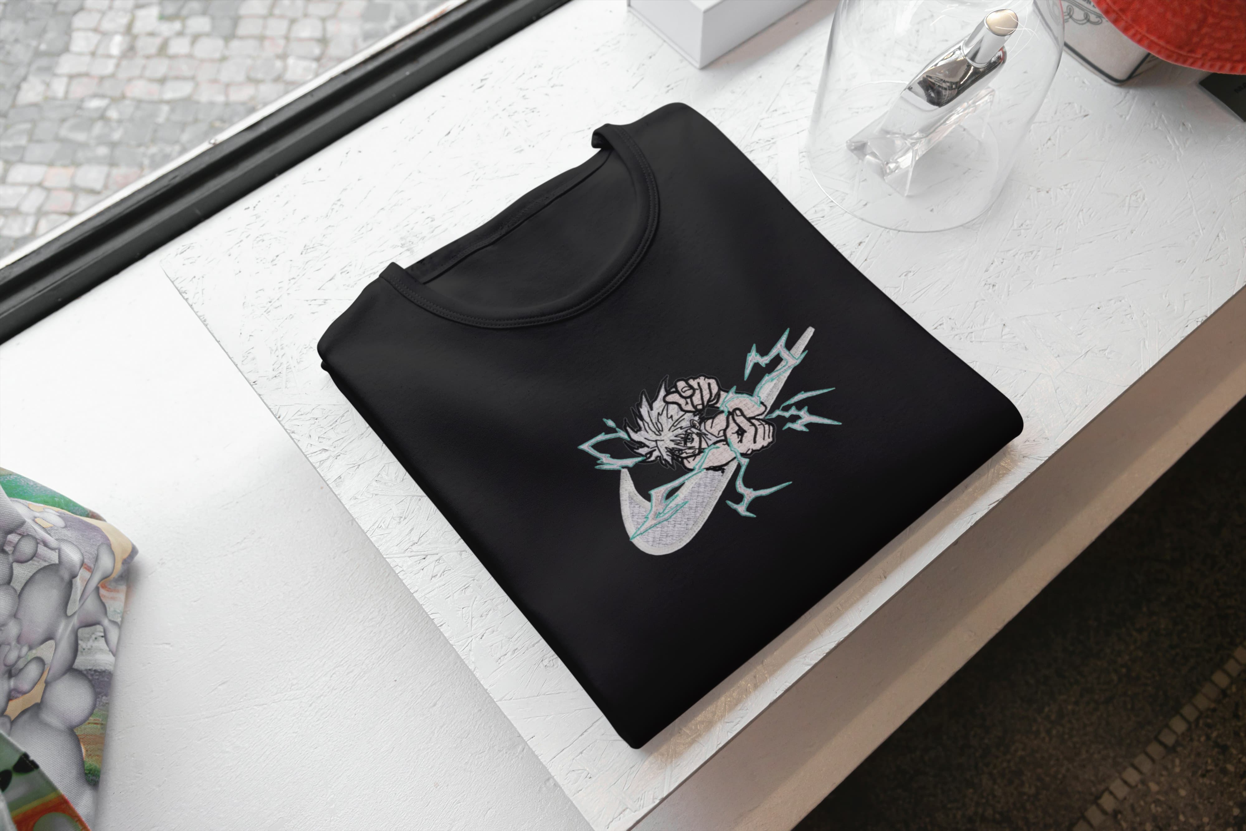 Ricamo Personalizzato - T-Shirt Unisex Ricamata 100% Cotone – Confortevole – Design Swoosh Killua-Biiply