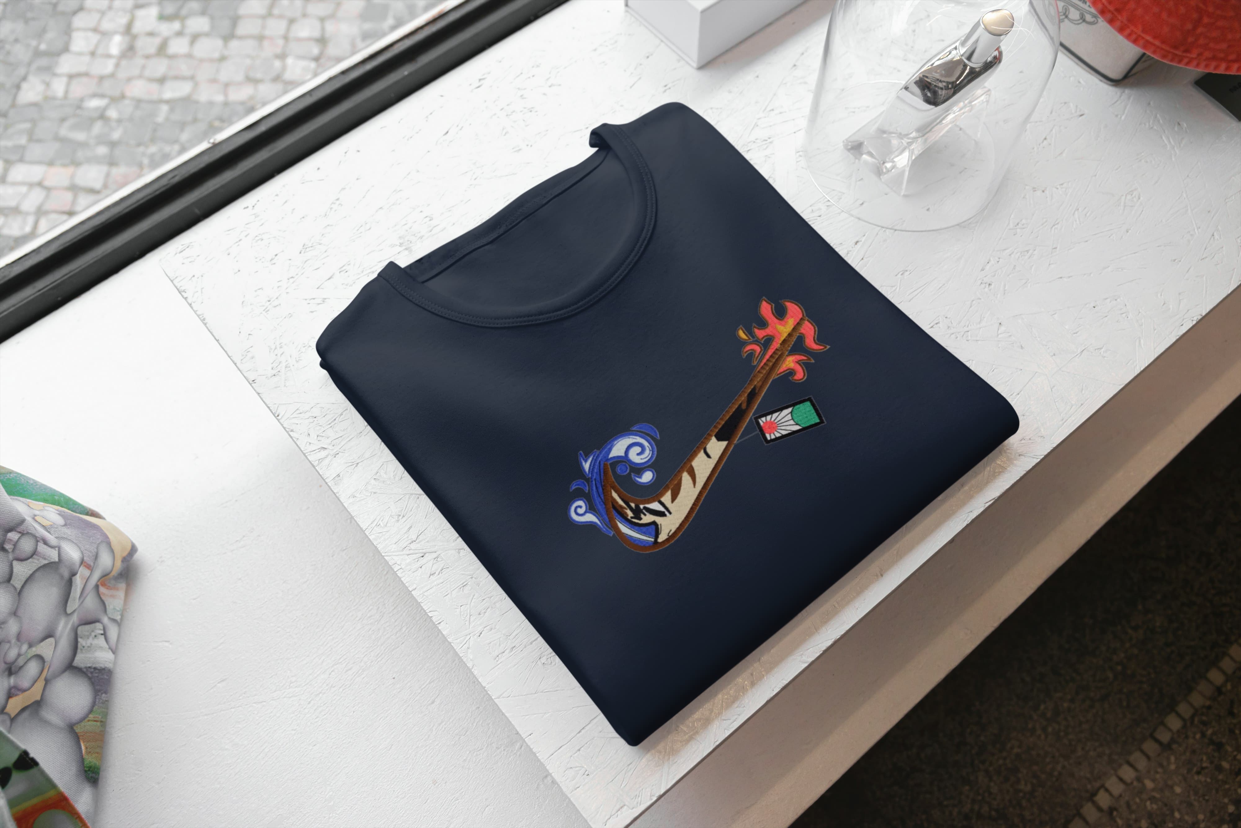 Ricamo Personalizzato - T-Shirt Unisex Ricamata 100% Cotone – Confortevole – Design Swoosh Tangiro-Biiply