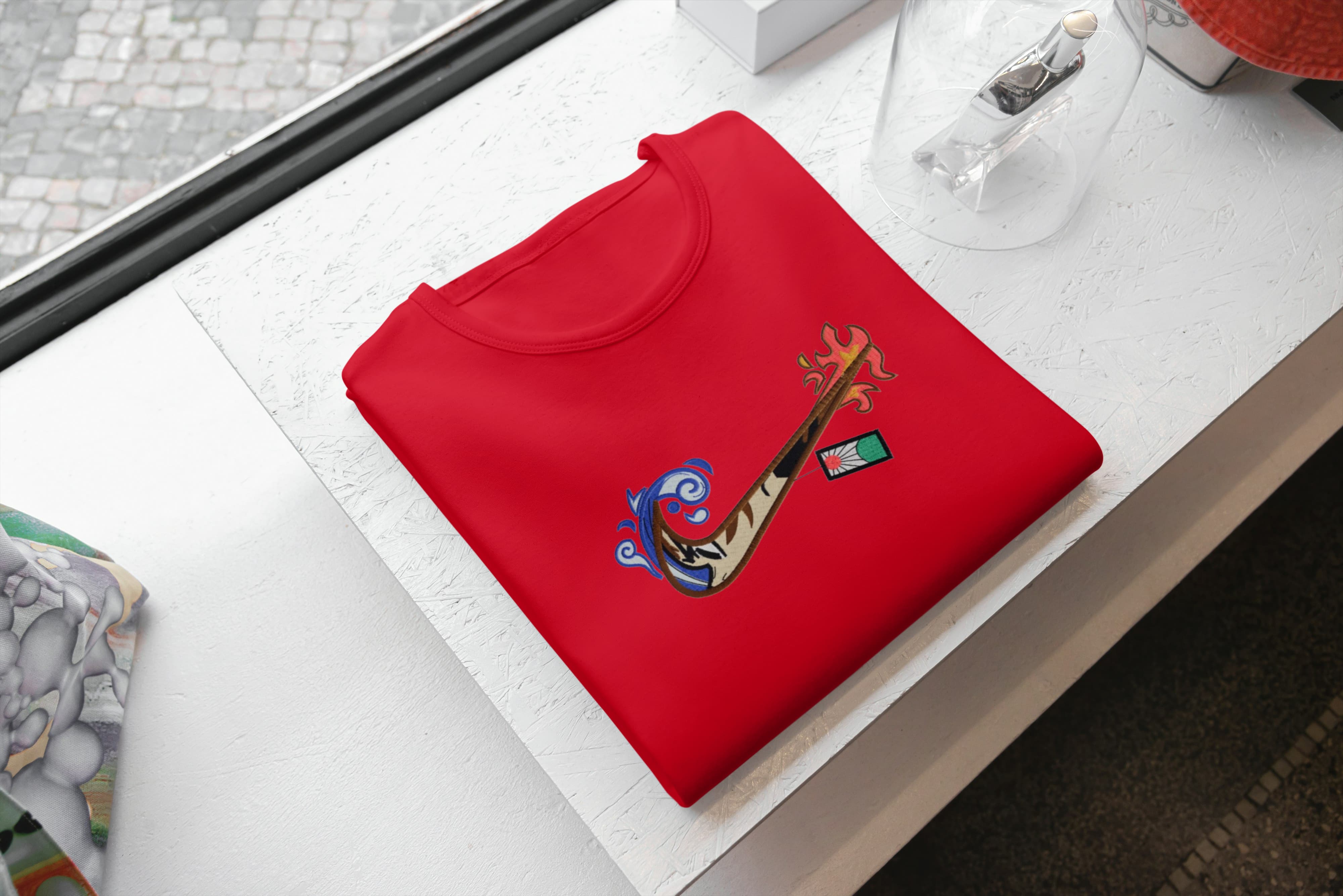 Ricamo Personalizzato - T-Shirt Unisex Ricamata 100% Cotone – Confortevole – Design Swoosh Tangiro-Biiply
