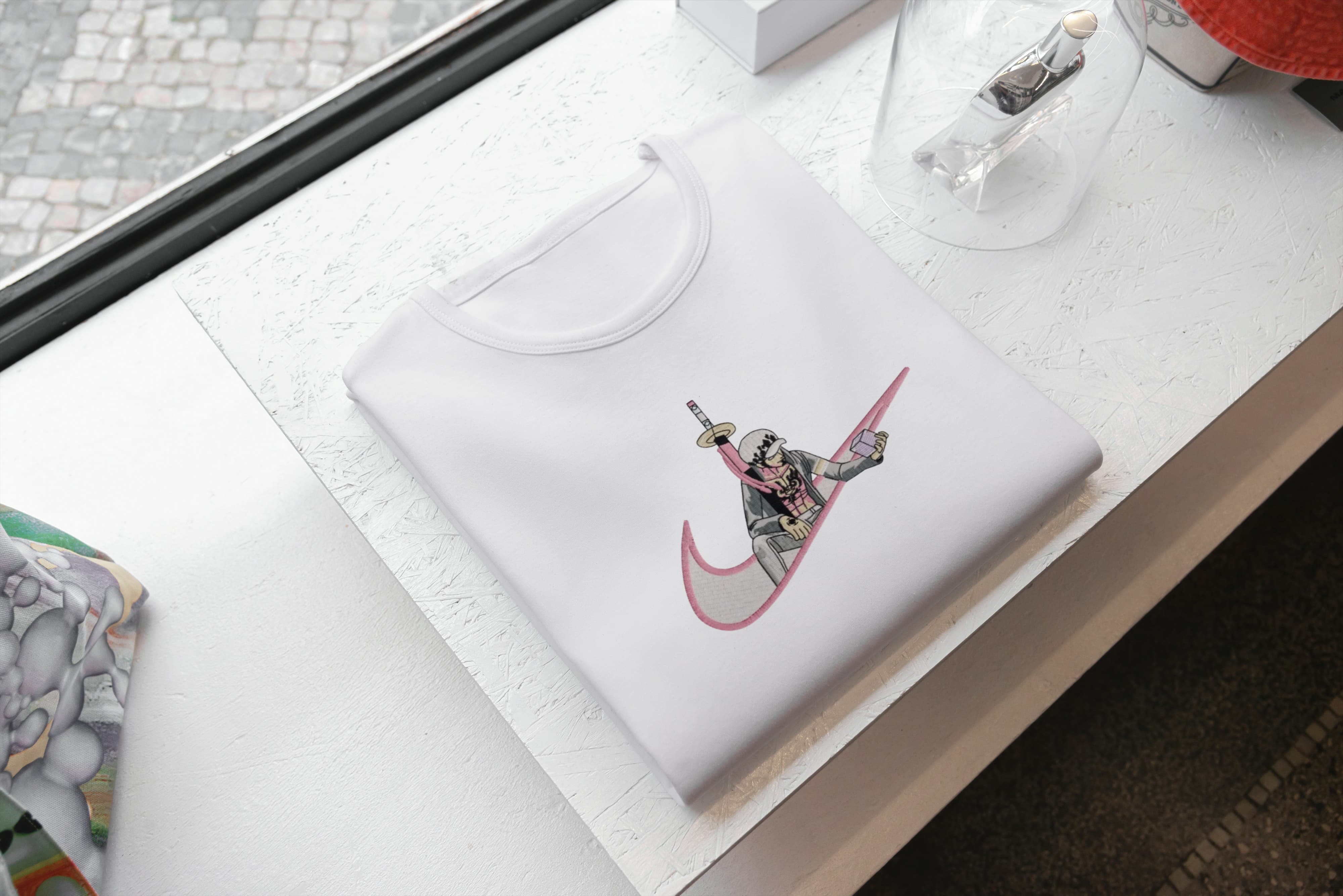 Ricamo Personalizzato - T-Shirt Unisex Ricamata 100% Cotone – Confortevole – Design Swoosh Trafalgar d water law-Biiply