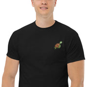 Ricamo Personalizzato - T-Shirt Unisex Ricamata 100% Cotone – Confortevole – Design Tartaruga-Biiply