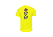 Ricamo Personalizzato - T-Shirt Unisex Ricamata sulla schiena 100% Cotone – Confortevole – Design rosa con foglie a farfalle-Biiply