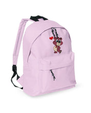Zaino Bambino in Poliestere 600D 28x38x12 cm – Schienale Imbottito e Spallacci Regolabili - Design Ricamato Orsetto con Cuore