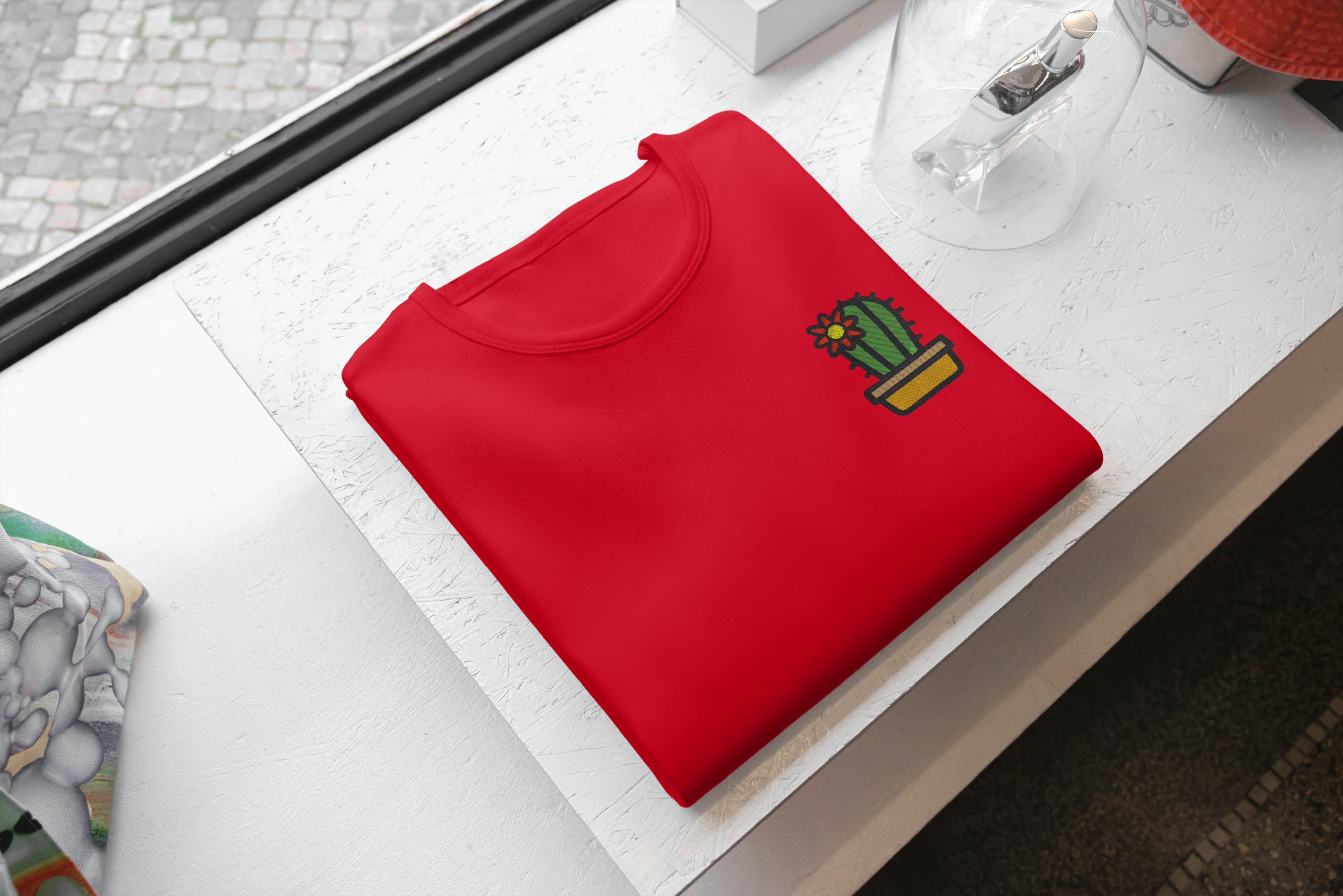 T-shirt Ricamata Unisex – 100% Cotone – Stile Streetwear e Confortevole – Cactus