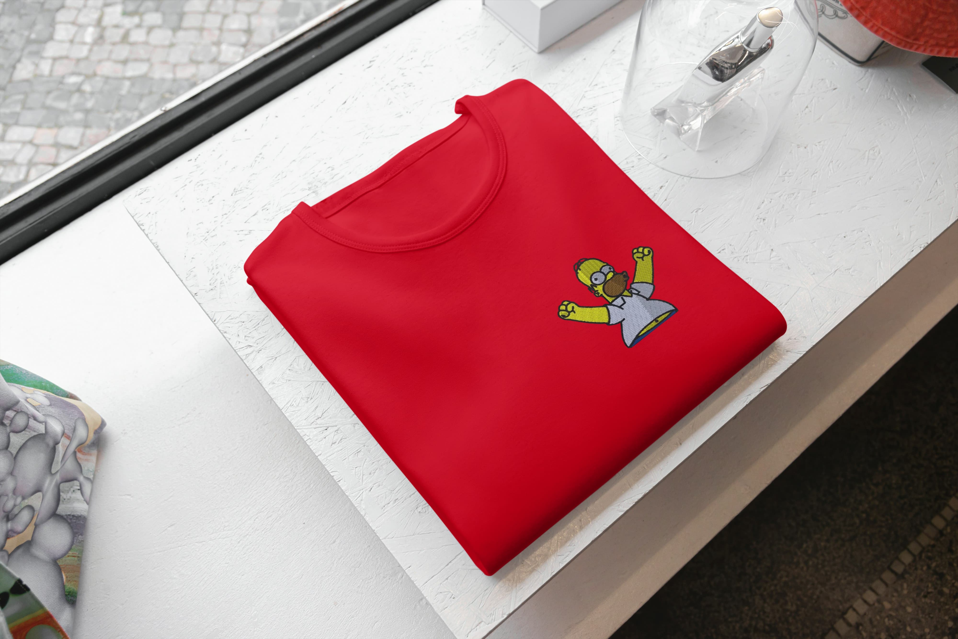 T-Shirt Unisex Ricamata 100% Cotone – Confortevole – Design Homer Esultazione