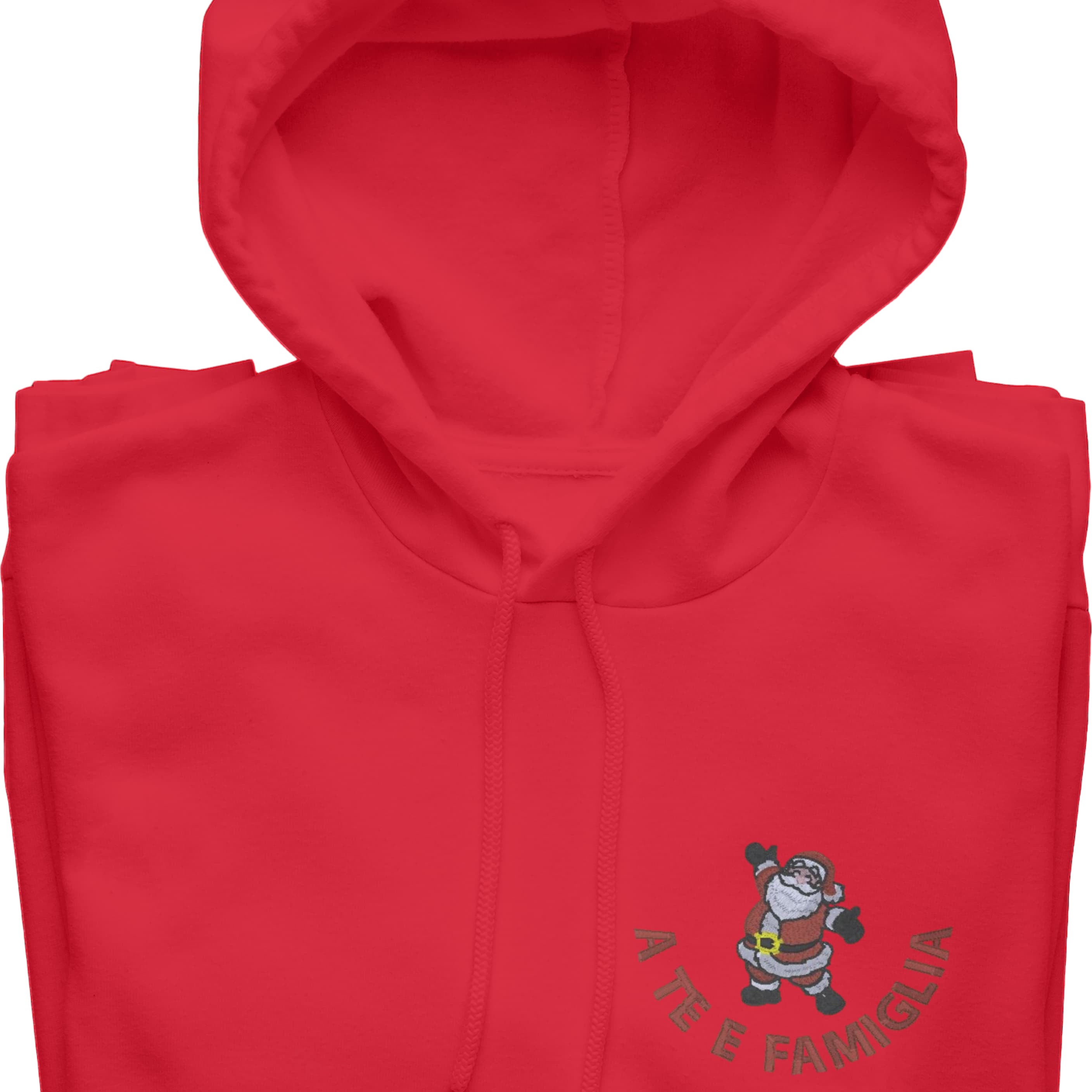 Felpa Ricamata Unisex – Morbida con Cappuccio e Tasca Frontale – Stile Streetwear – Happy Babbo Natale A te e famiglia