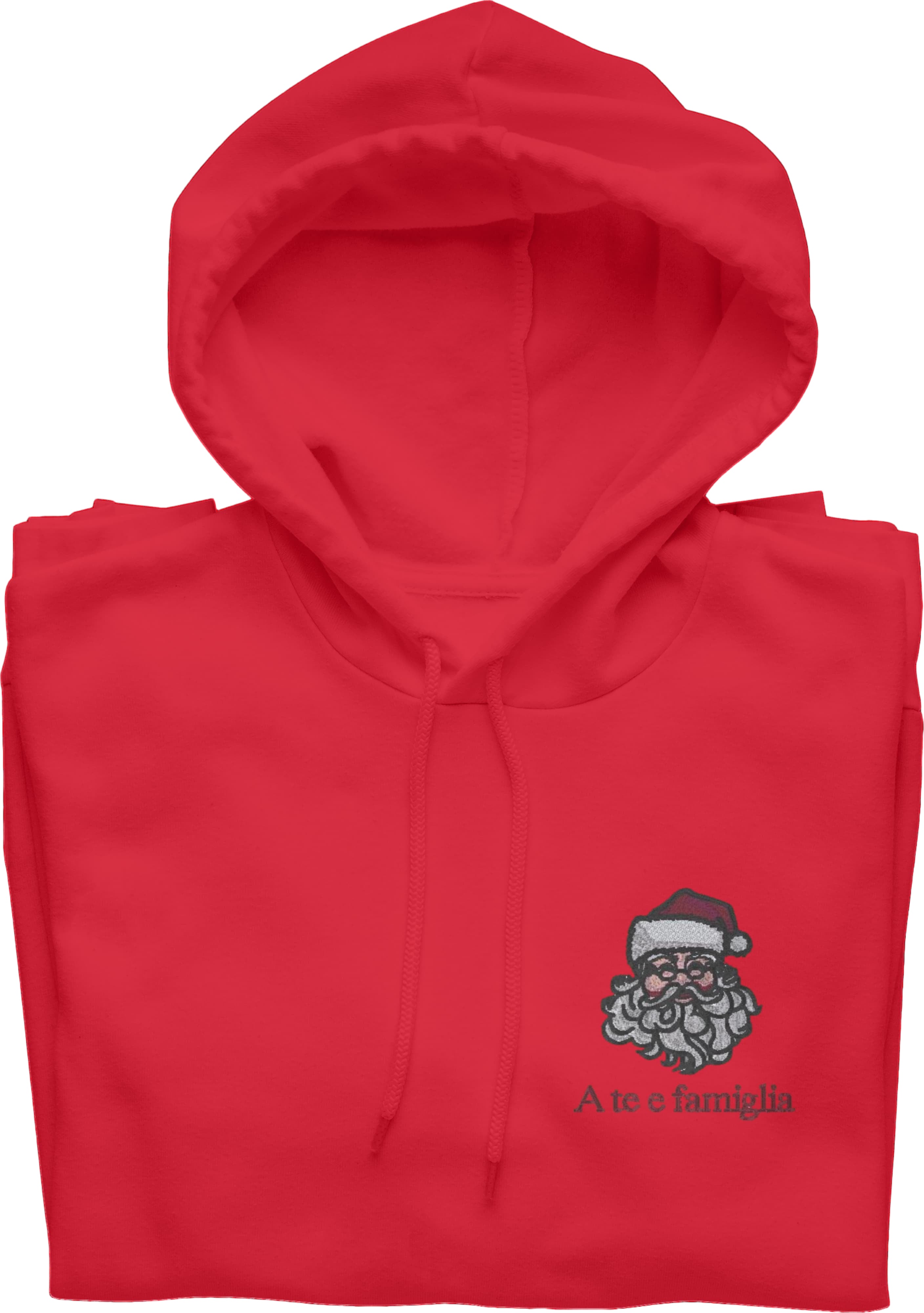 Felpa Ricamata Unisex – Morbida con Cappuccio e Tasca Frontale – Babbo Natale A te e famiglia