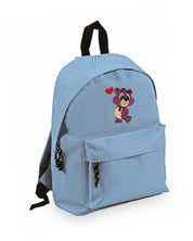 Zaino Bambino in Poliestere 600D 28x38x12 cm – Schienale Imbottito e Spallacci Regolabili - Design Ricamato Orsetto con Cuore