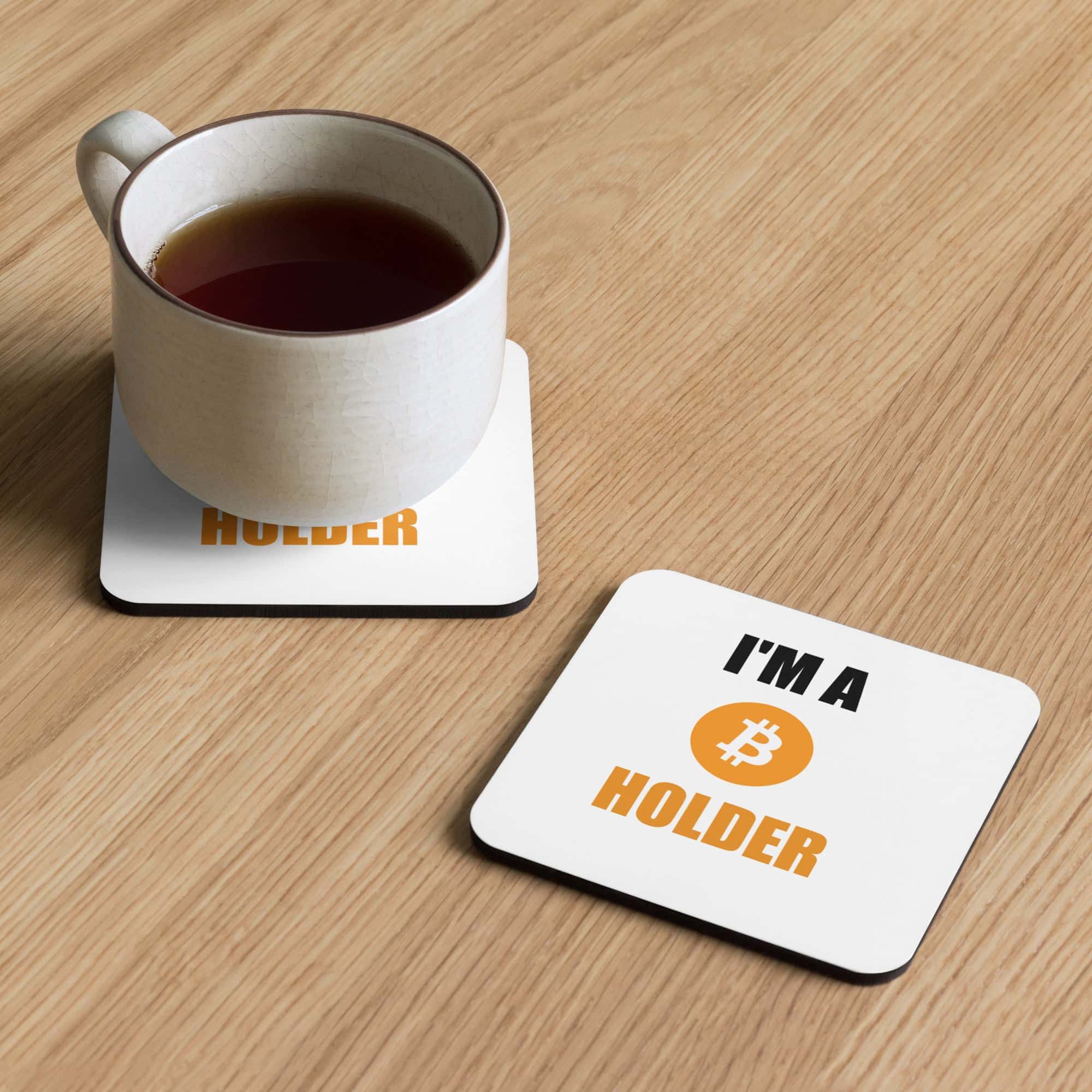 Sottobicchiere Personalizzato Antiscivolo in Sughero o Poliestere – Accessori Casa – Design I'M a Bitcoin Holder-Biiply